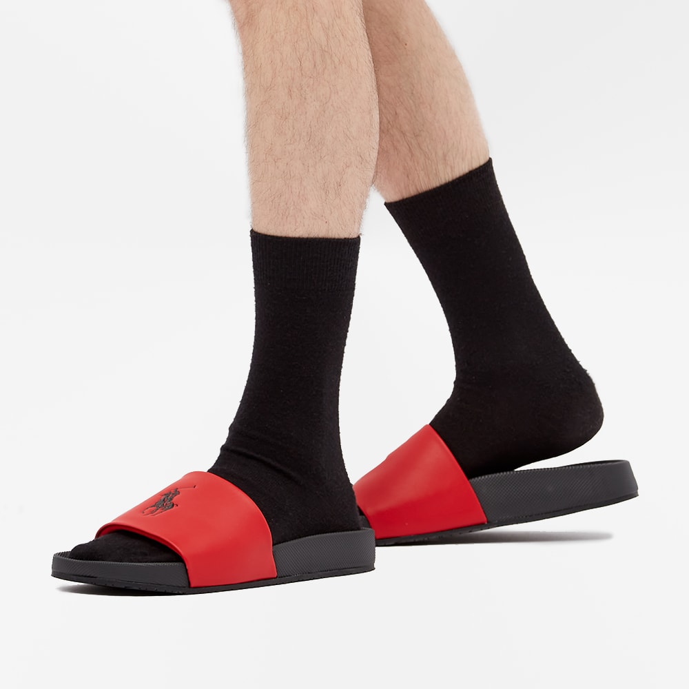 polo ralph lauren men's cayson slide sandals black red