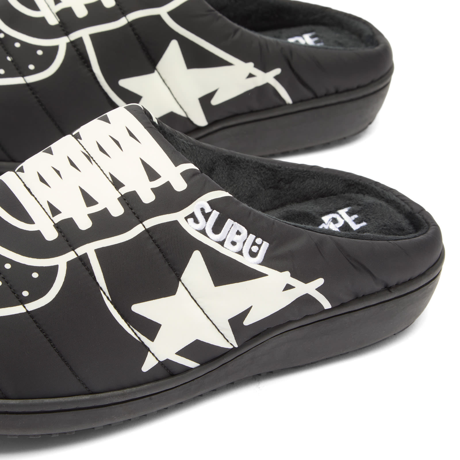 A Bathing Ape Men's x Subu Puffer Sandals Black - Curated Menswear