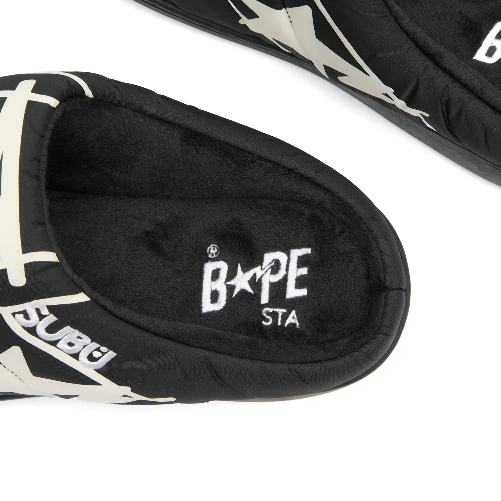 A Bathing Ape Men's x Subu Puffer Sandals Black - Curated Menswear