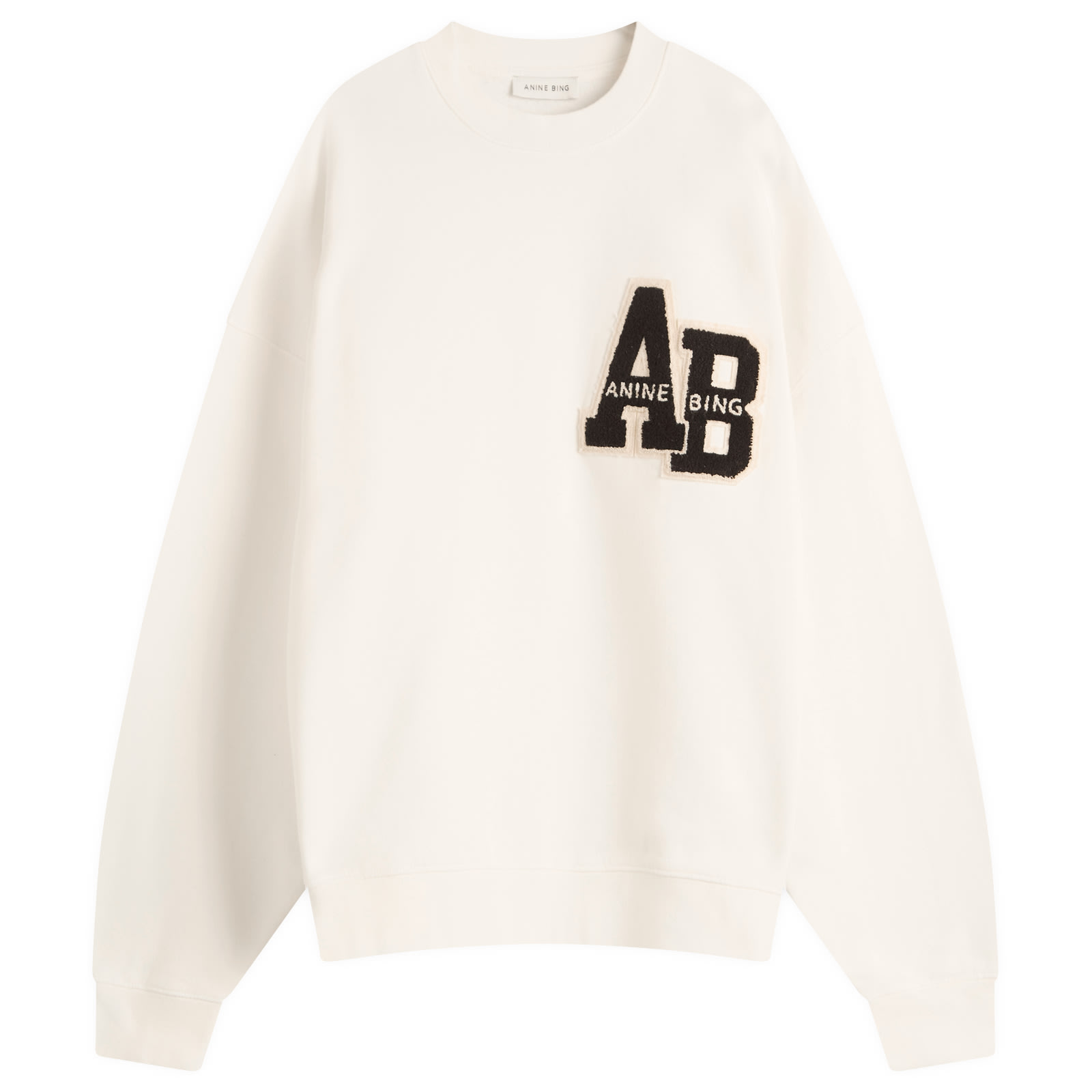 Anine Bing Women's Off White Miles Oversized Letterman Sweatshirt Large