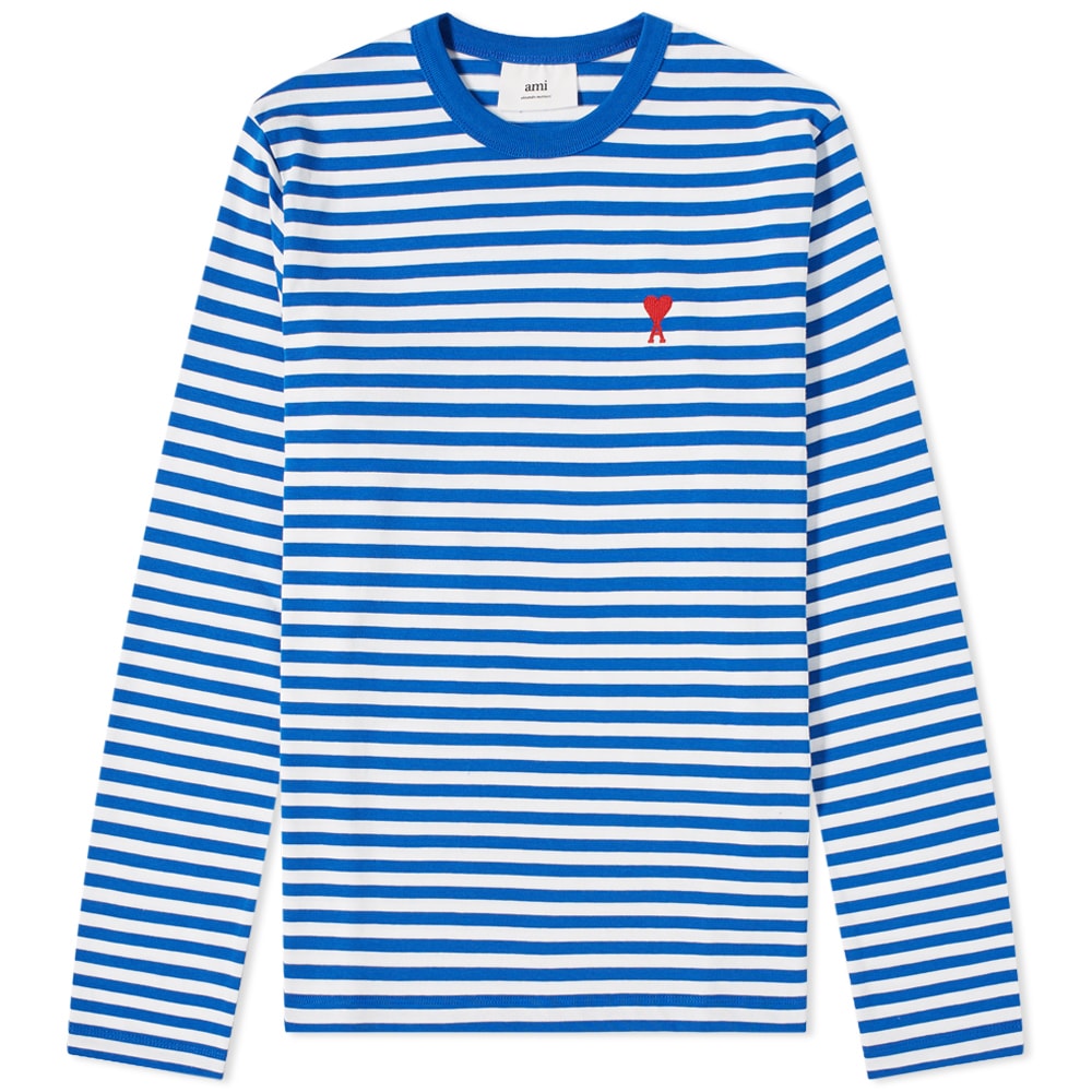★★AMI PARIS★★ Red Heart Logo Stripe Shirt Sky Blue BFUSH Sky Blue Ami De Coeur Boxy Fit Shirt | AMI PARIS