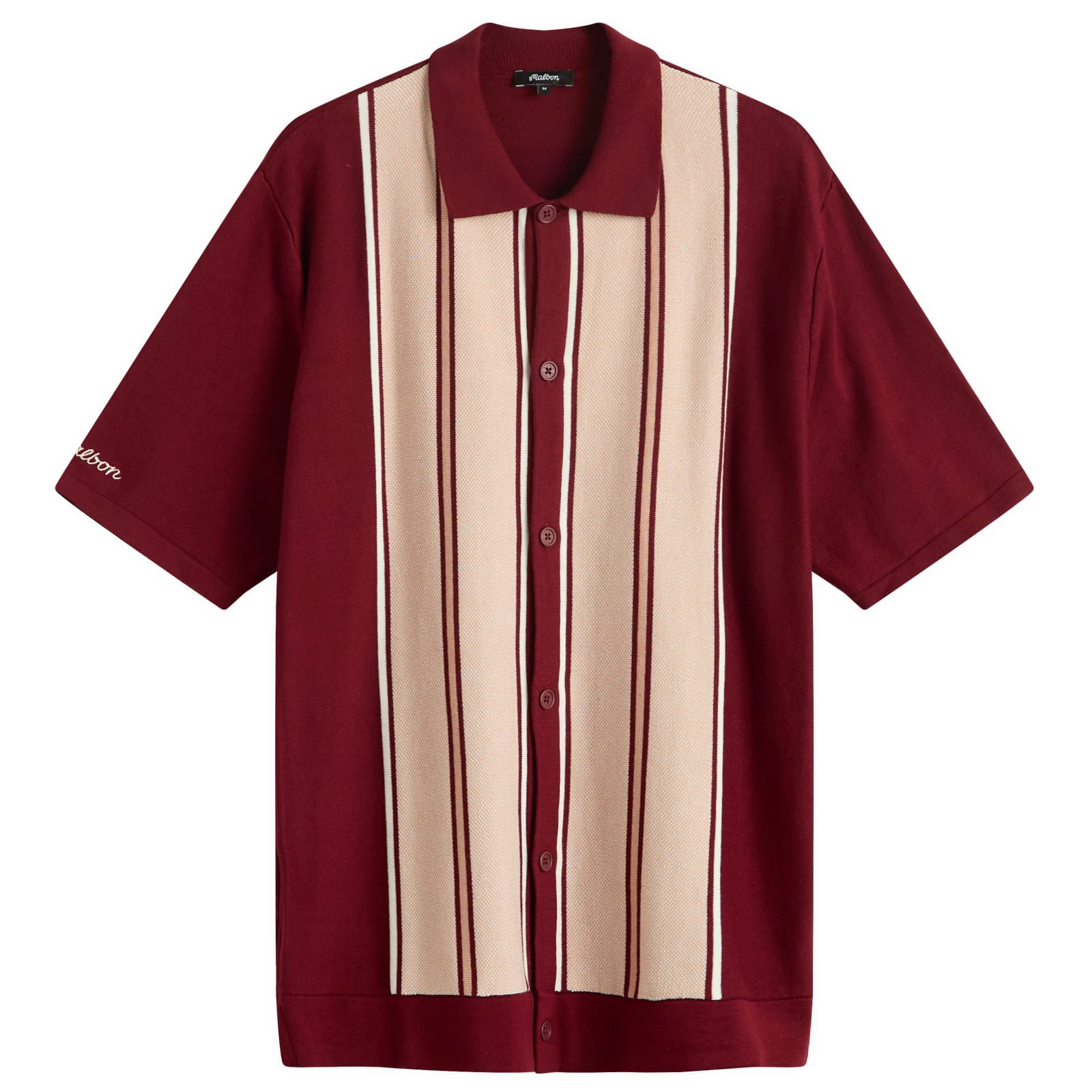 Malbon — Malbon Men's Jude Knitted Polo in Vino Rose, Size Large