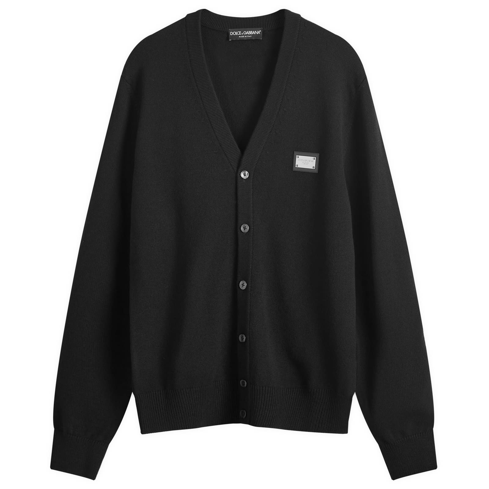 Dolce & Gabbana Men's Black Plate Knitted Cardigan Size 46