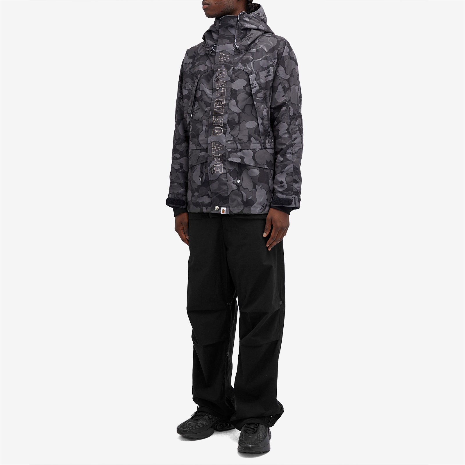 A Bathing Ape Men's Laminated Camo Snowboard Jacket Black
