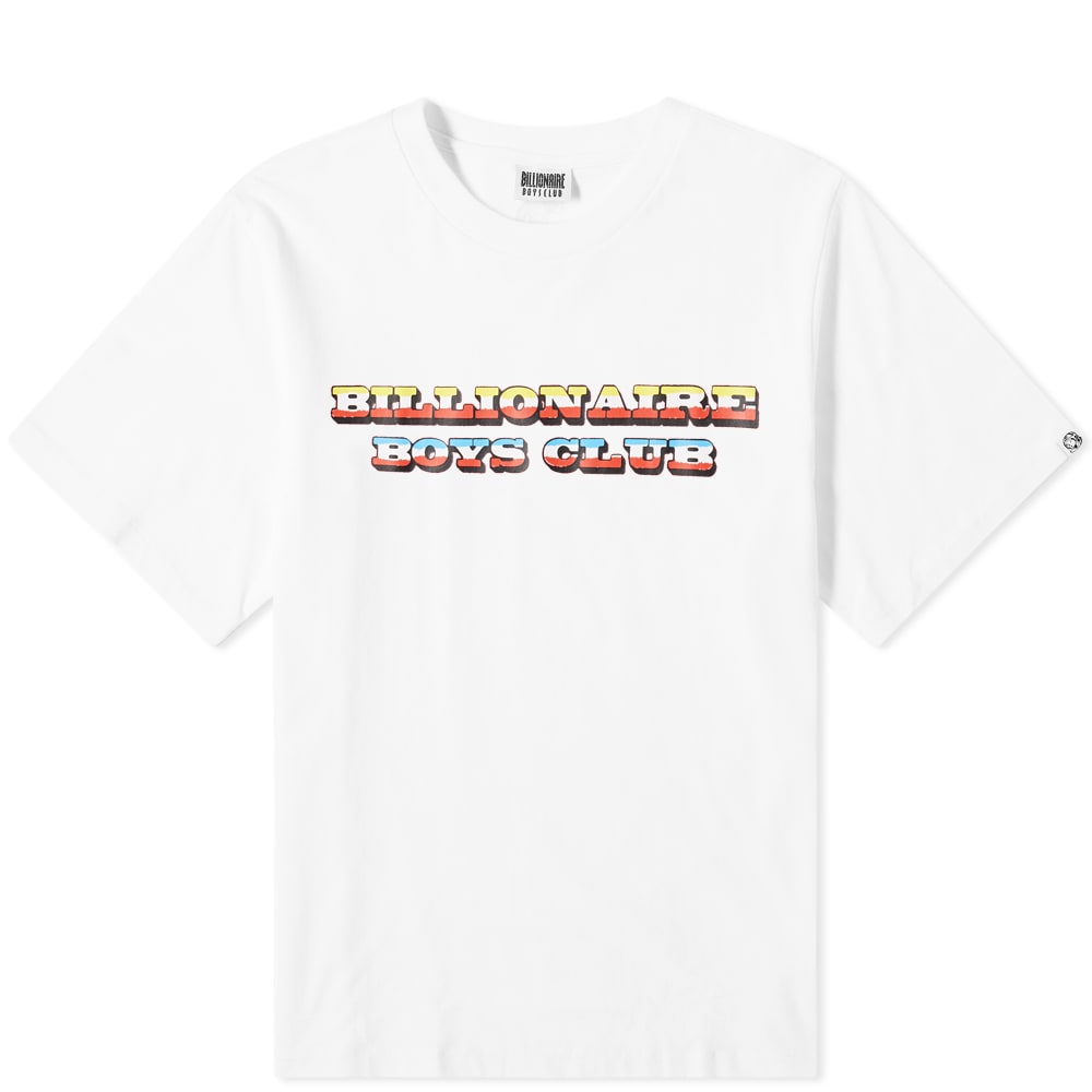 Join the Billionaire Boys Club in this soft white cotton crewneck with a comic-book inspired twist. The brand name marks the front in a font reminiscent of childhood – its yellow, red and blue palette and bold bubble lettering evoke images of carnivals, candy corn and cartoons. 100% CottonRibbed CrewneckPrinted Branding