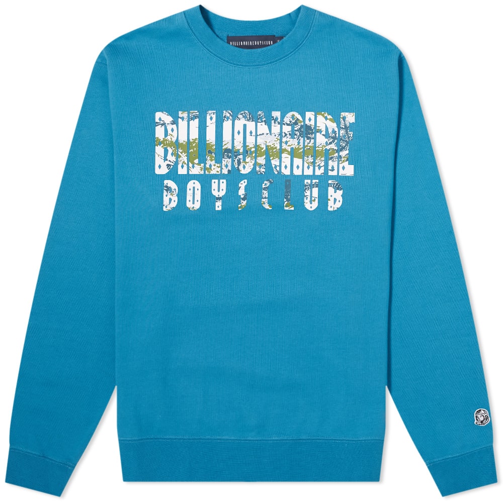 Billionaire Boys Club’s latest drop arrives between seasons, so it’s no surprise the brand has opted for a ‘tropical winter’ theme - this teal sweat sees the logo printed in a mix of mountainous graphics and coastal hues. It’s also signed off at the cuff and collar with this season’s astronaut logo, which celebrates the 50th anniversary of the moon landings. 100% CottonPrinted BrandingRibbed Trims