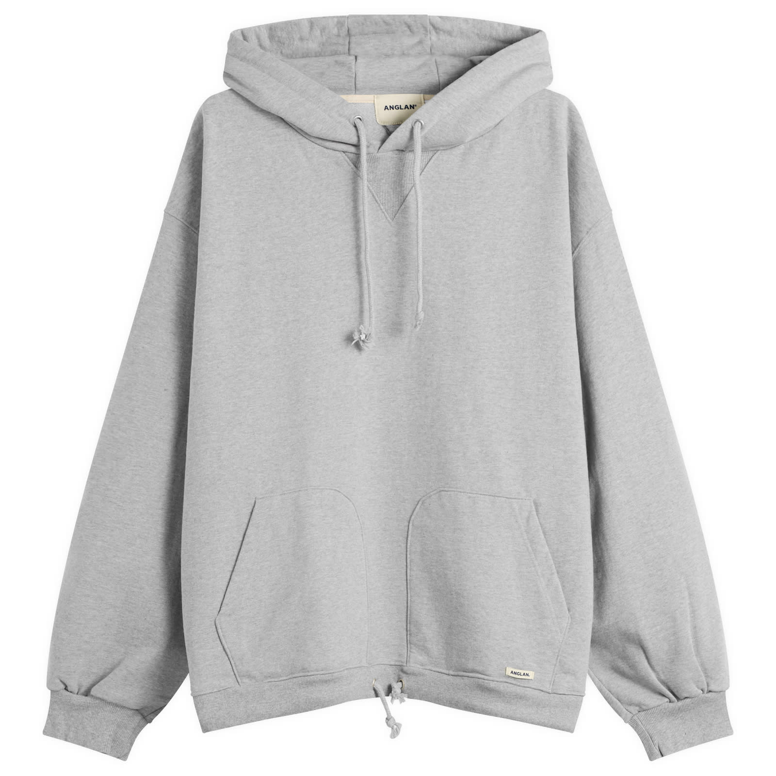 Anglan Men’s Double Valley Tuck Sweat Hoodie Melange Grey