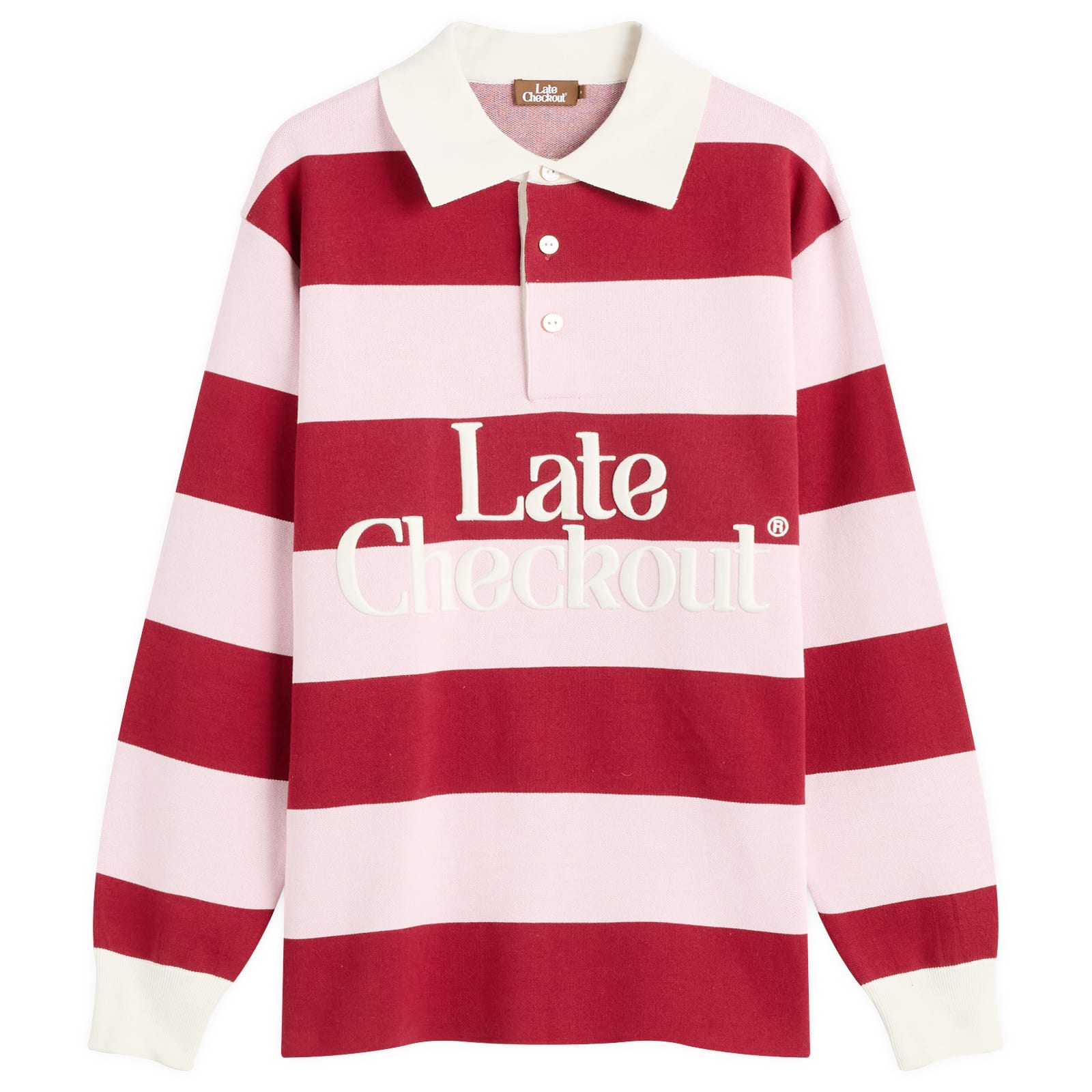 Late Checkout Men’s Pink/Burgundy Rugby Polo