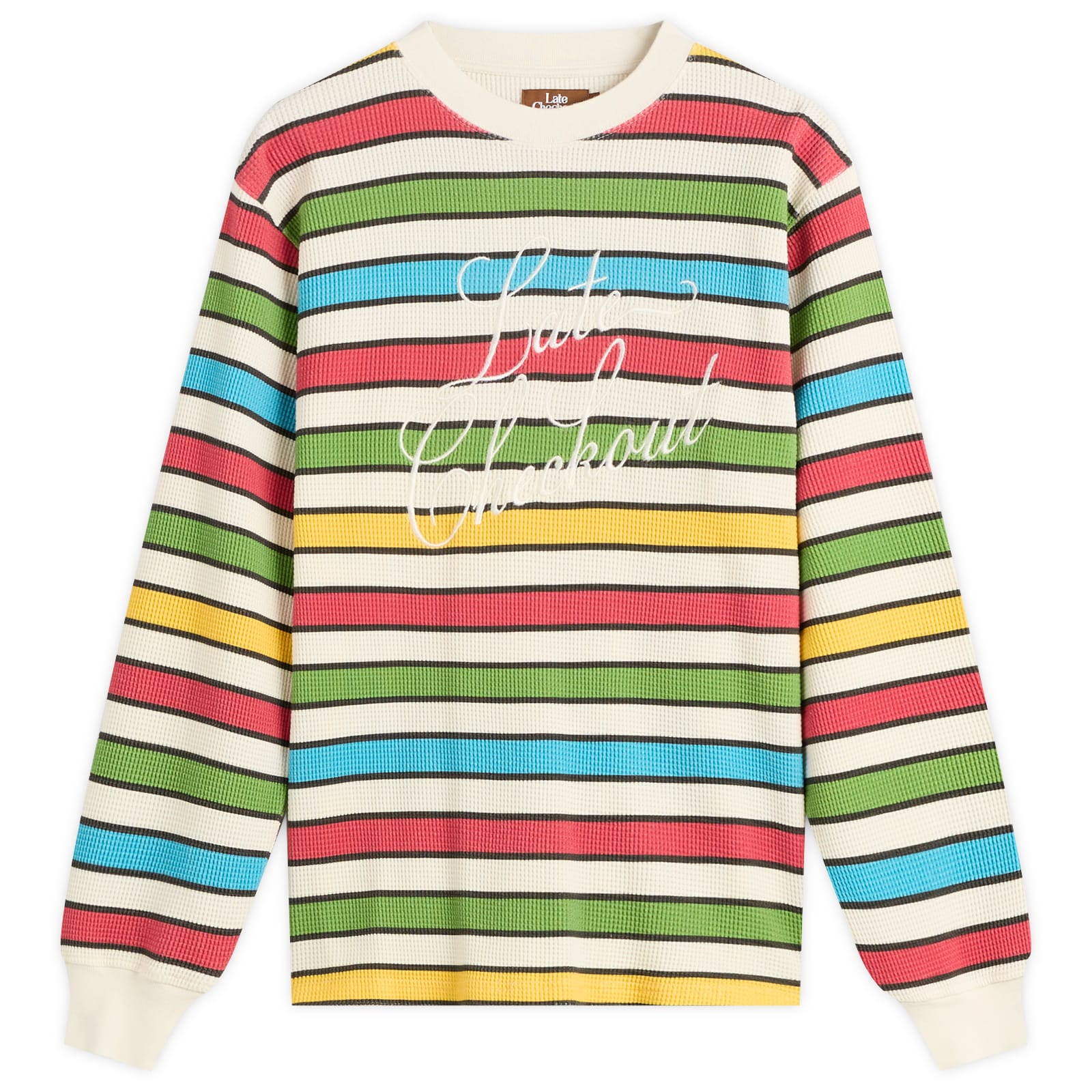 Late Checkout Men’s Multicolour Script Waffle L/S Tee