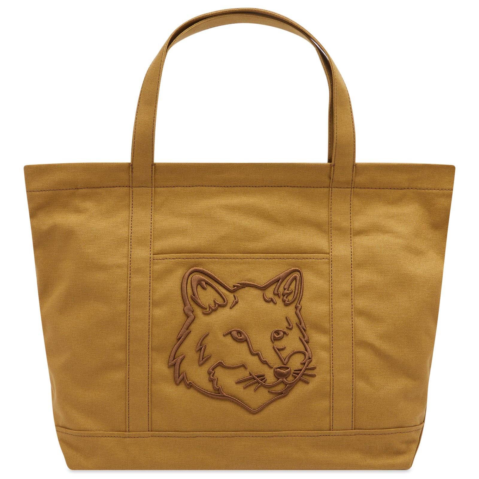★MAISON KITSUNE★ Fox Head XL Tote Bag Chestnut LW05105WW01 Maison Kitsune Fox Head Large Tote Bag Chesnut | END. (US)