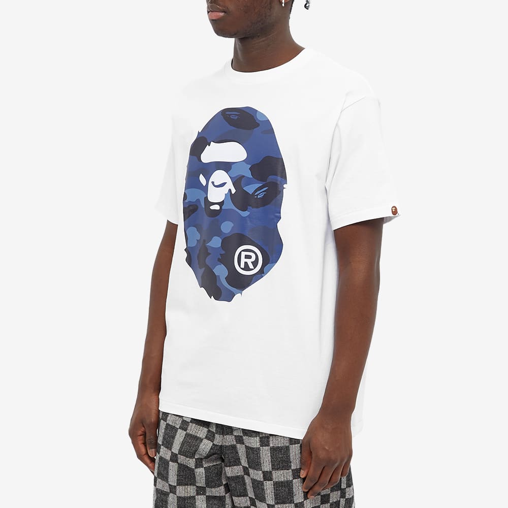 A Bathing Ape Color Camo Big Ape Head Tee White Navy End