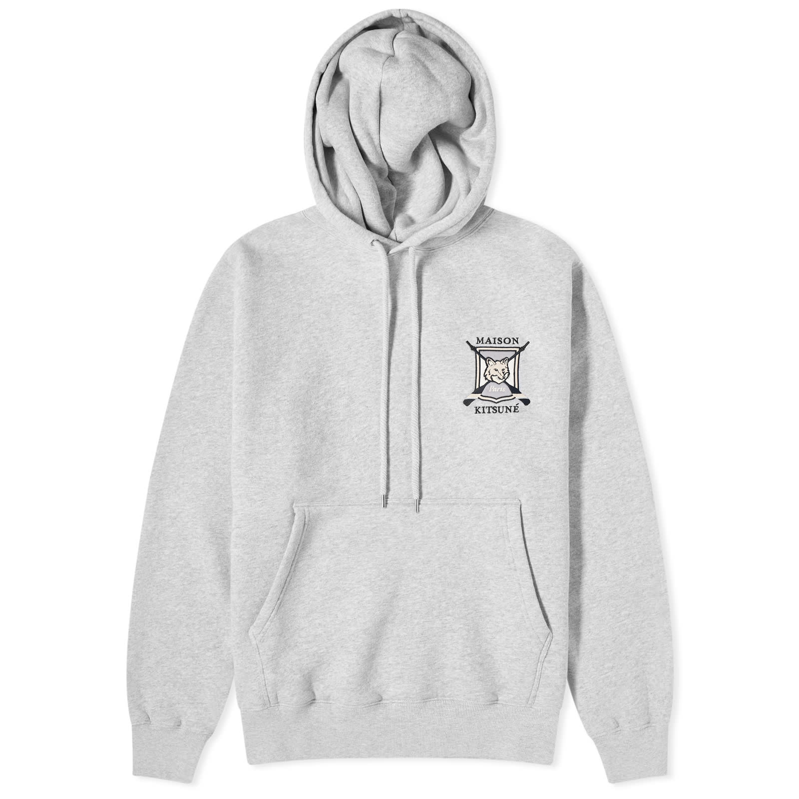 Maison Kitsune College Fox Embroidered Comfort Hoodie Light Grey