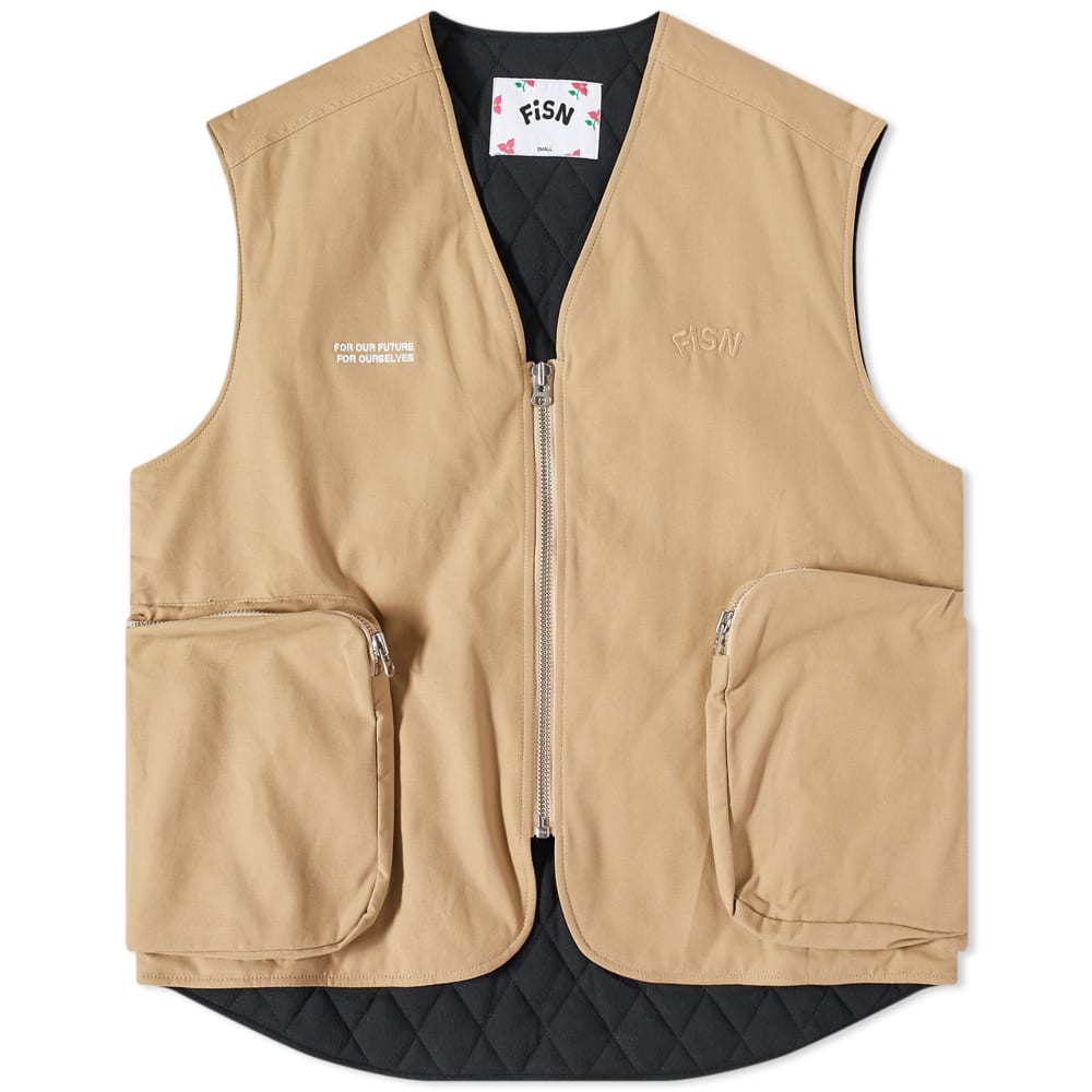FiSN Men's Zip Cargo Vest in Beige, Size X-Large | END. Clothing