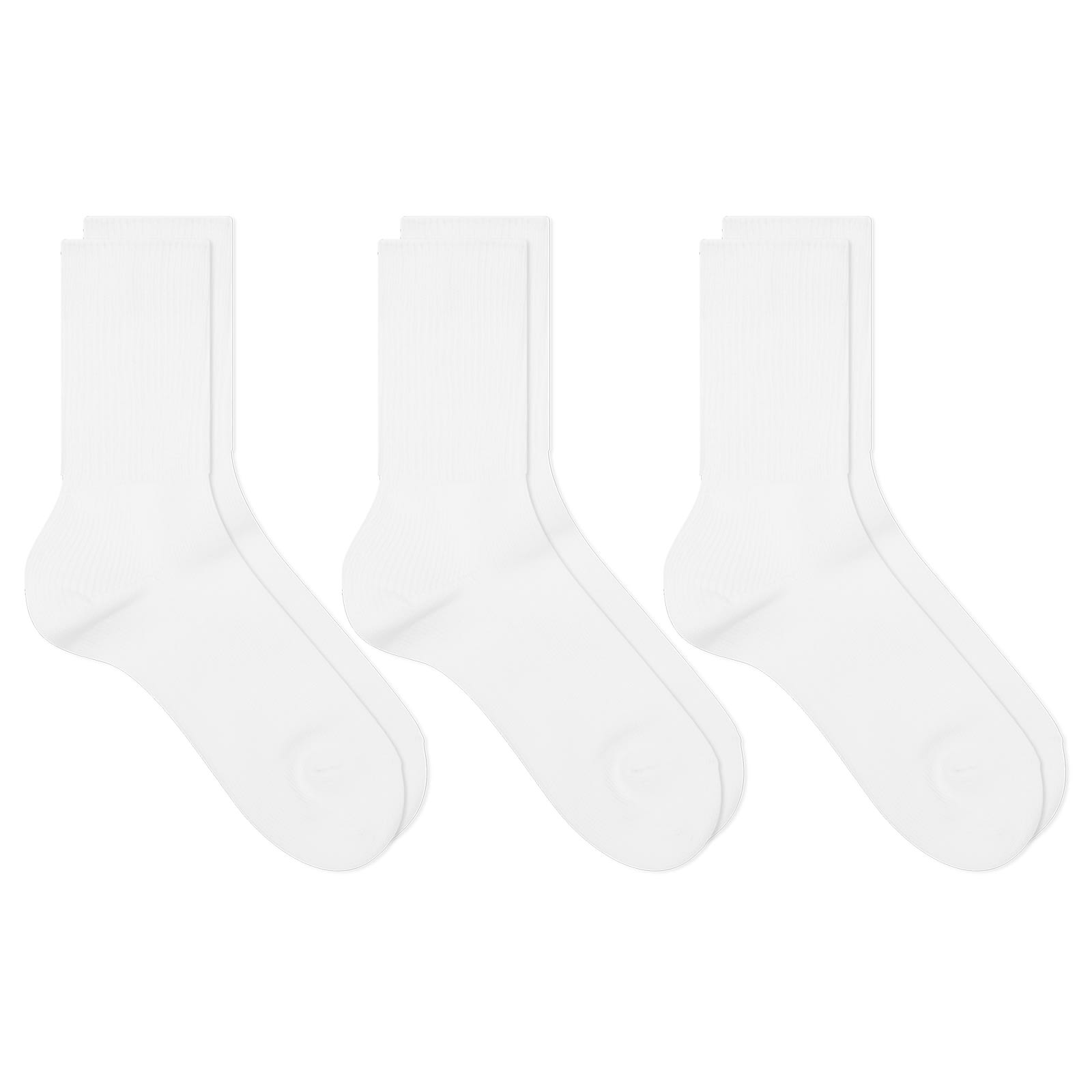 Rototo Unisex White Organic Daily Ribbed Crew Sock - 3 Pack