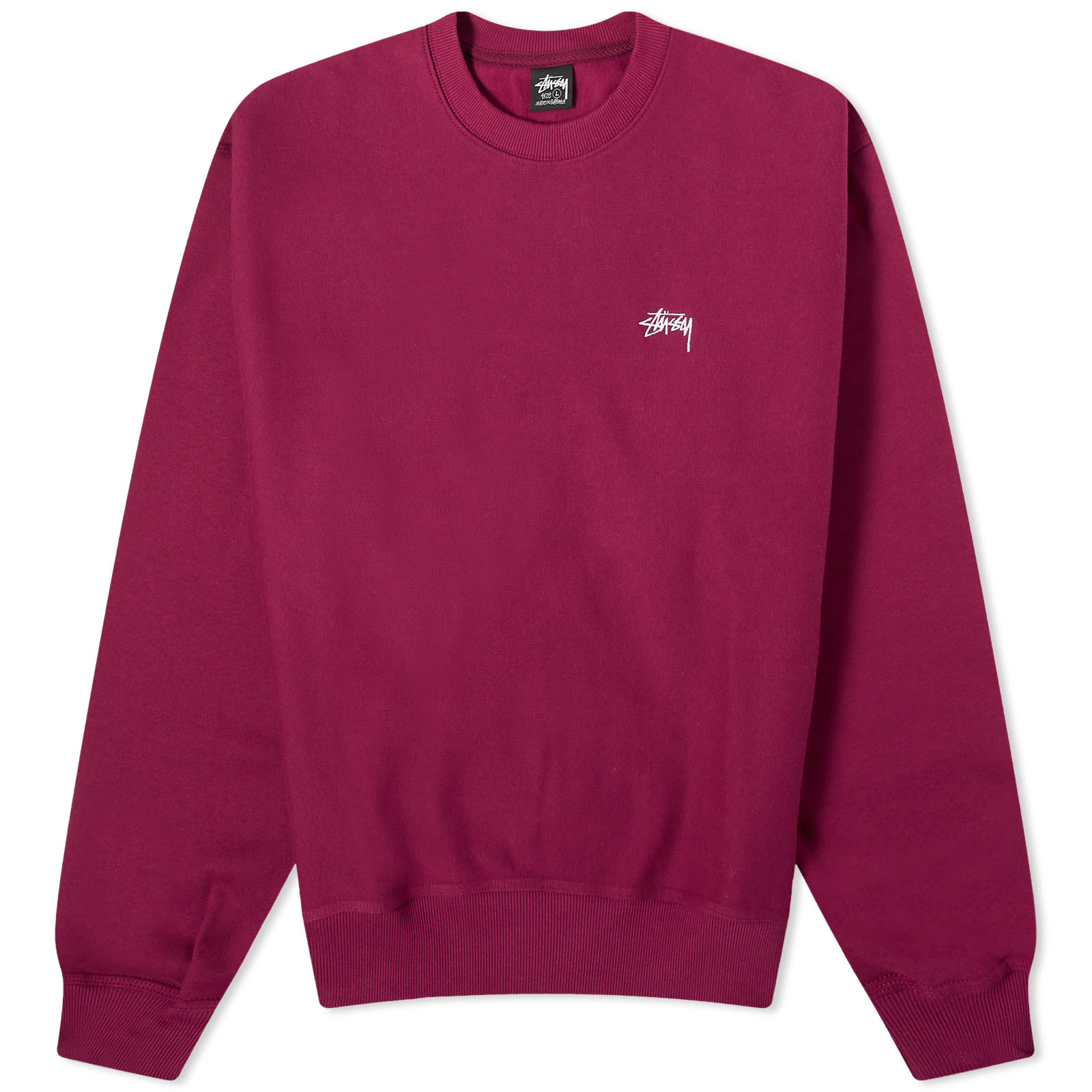 【Stussy】 正規品★ Stock Logo Crew Burgundy ★人気 Stussy Stock Logo Crew Burgundy | END. (AR)