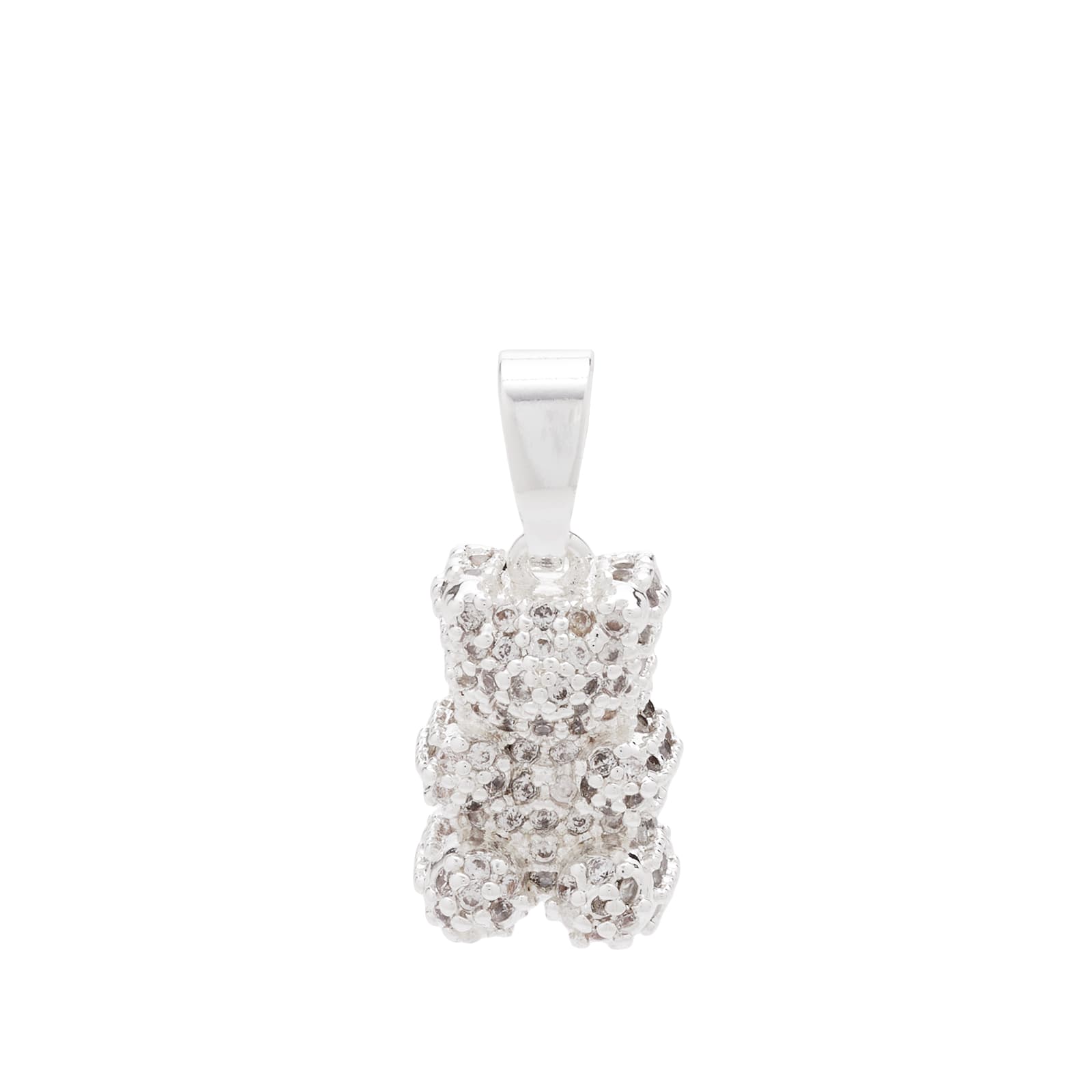 Crystal Haze Pave Silver Nostalgia Bear Necklace Charm