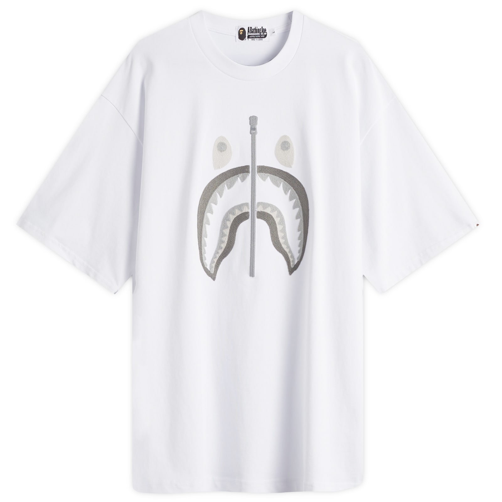 g by bathing ape ホワイト Tシャツ A Bathing Ape Men's Chain Stitch Shark Relaxed Fit Tee White