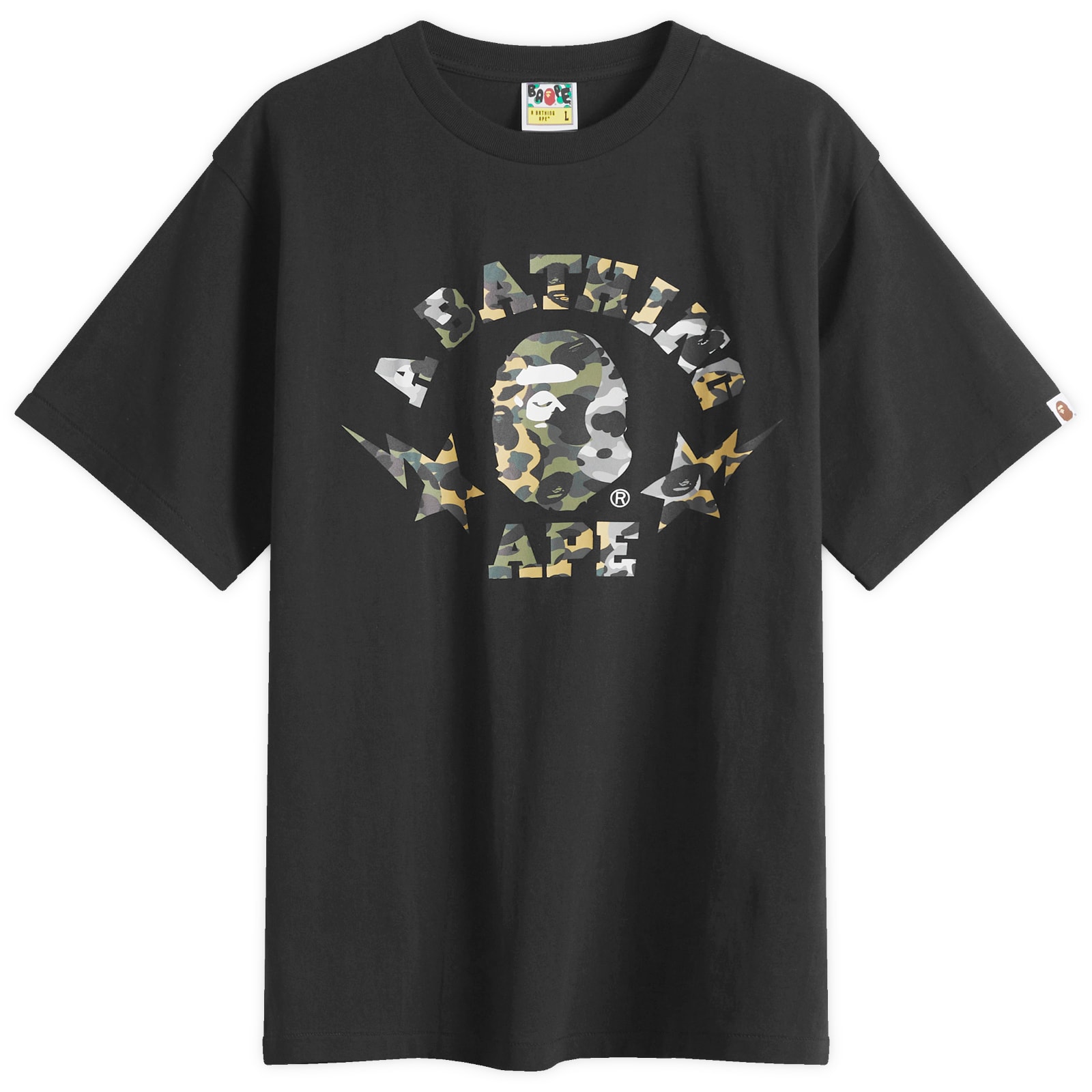 A Bathing Ape Men's 1St Camo Crazy Sta College Tee Black - Curated