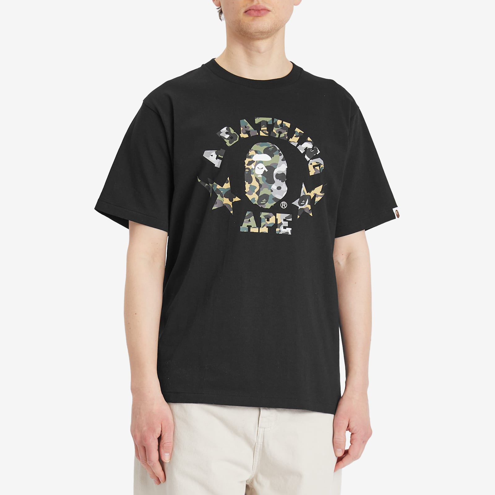 A Bathing Ape Men's 1St Camo Crazy Sta College Tee Black - Curated