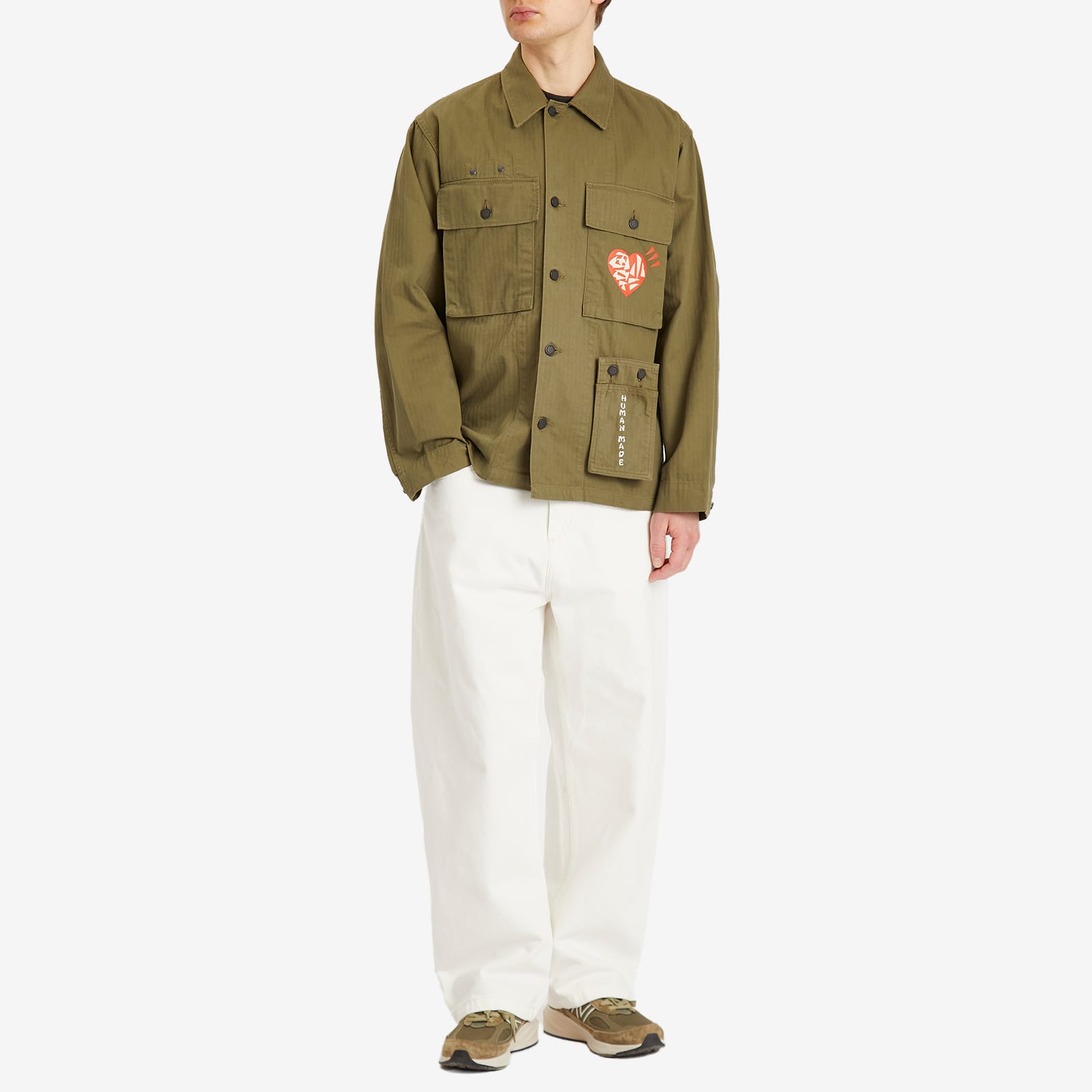 【美品】HUMAN MADE MILITARY L/S T-SHIRTオリーブM Human Made Men's Military Over Shirt Olive - Curated Menswear