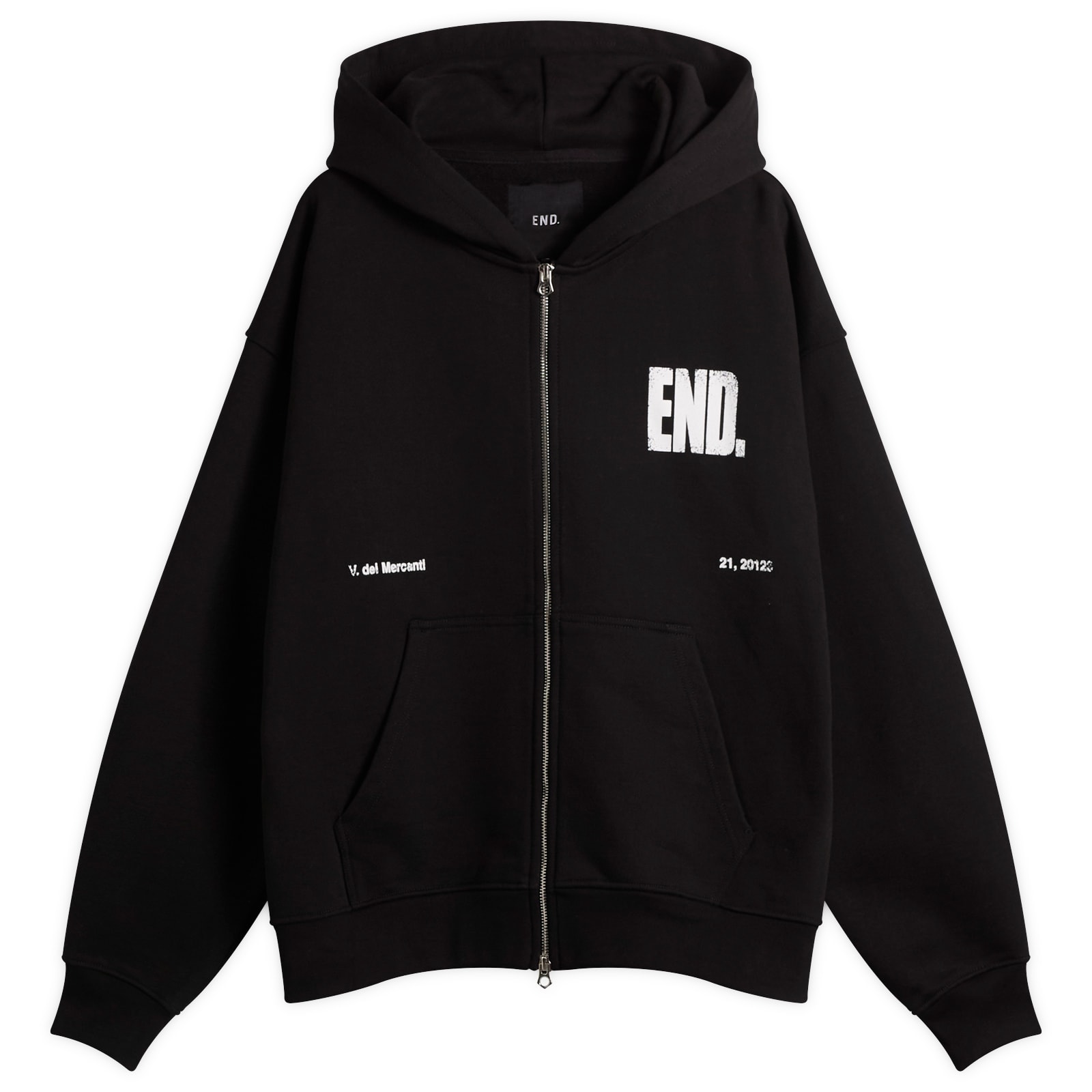 END. Milano Creed Zip Hoodie in Black, Size Large