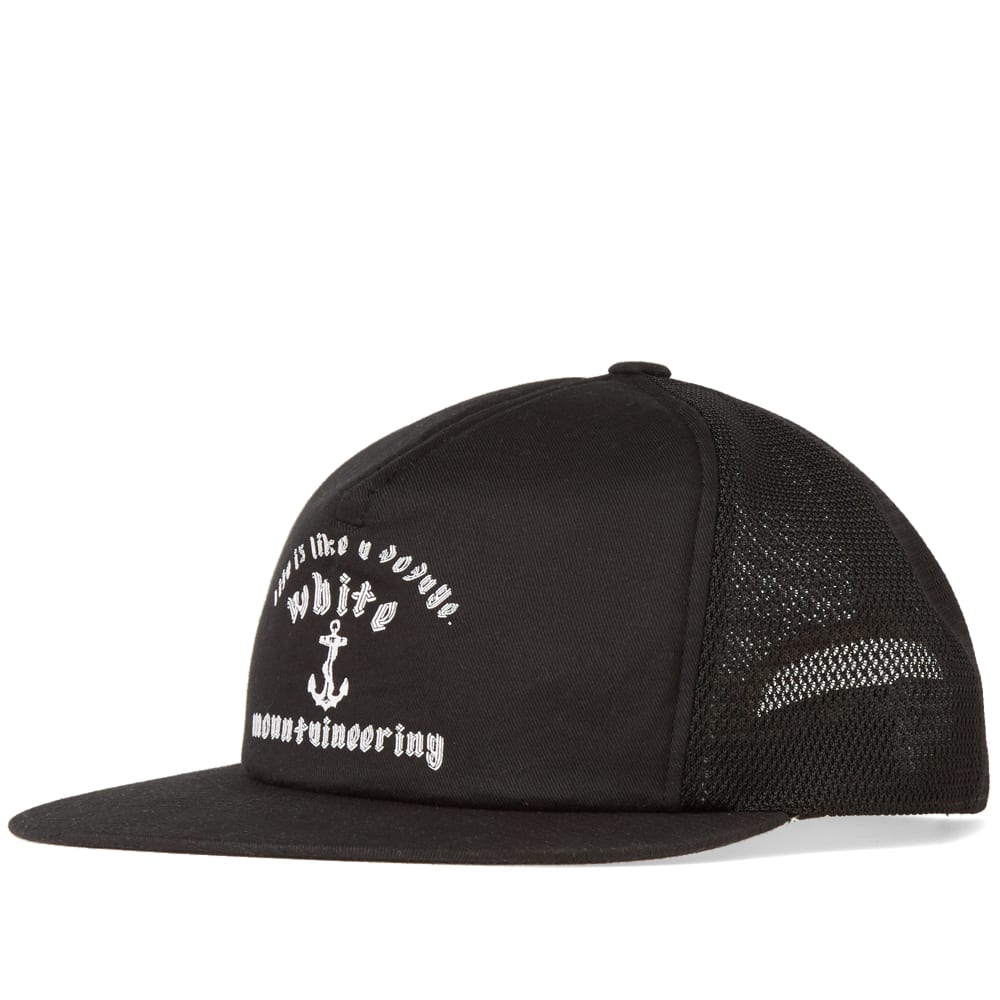 The White Mountaineering logo sits to the front panel of this mesh panelled cap, its design accented by a contrasting geometric pattern to the inside. Styled with mesh panels to the rear to increase ventilation, the cap is completed with a plastic snapback closure.

100% Polyester
Mesh Panels
Snapback Closure
Made In Japan