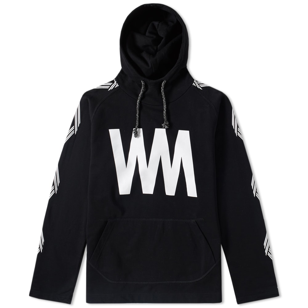 White Mountaineering have a reputation for creating superior outdoor clothing with a distinctive streetwear edge, expertly made to the highest possible level. Here the signature WM logo finds itself emblazoned to the chest of a soft cotton terry hoody, with a chevron design printed down either sleeve. The hoody's design is completed with a drawstring hood and generous kangaroo pocket to the front.

100% Cotton
WM Logo Print To Chest
Contrast Print To Sleeve
Kangaroo Pocket
Drawstring Hood
Made In Japan