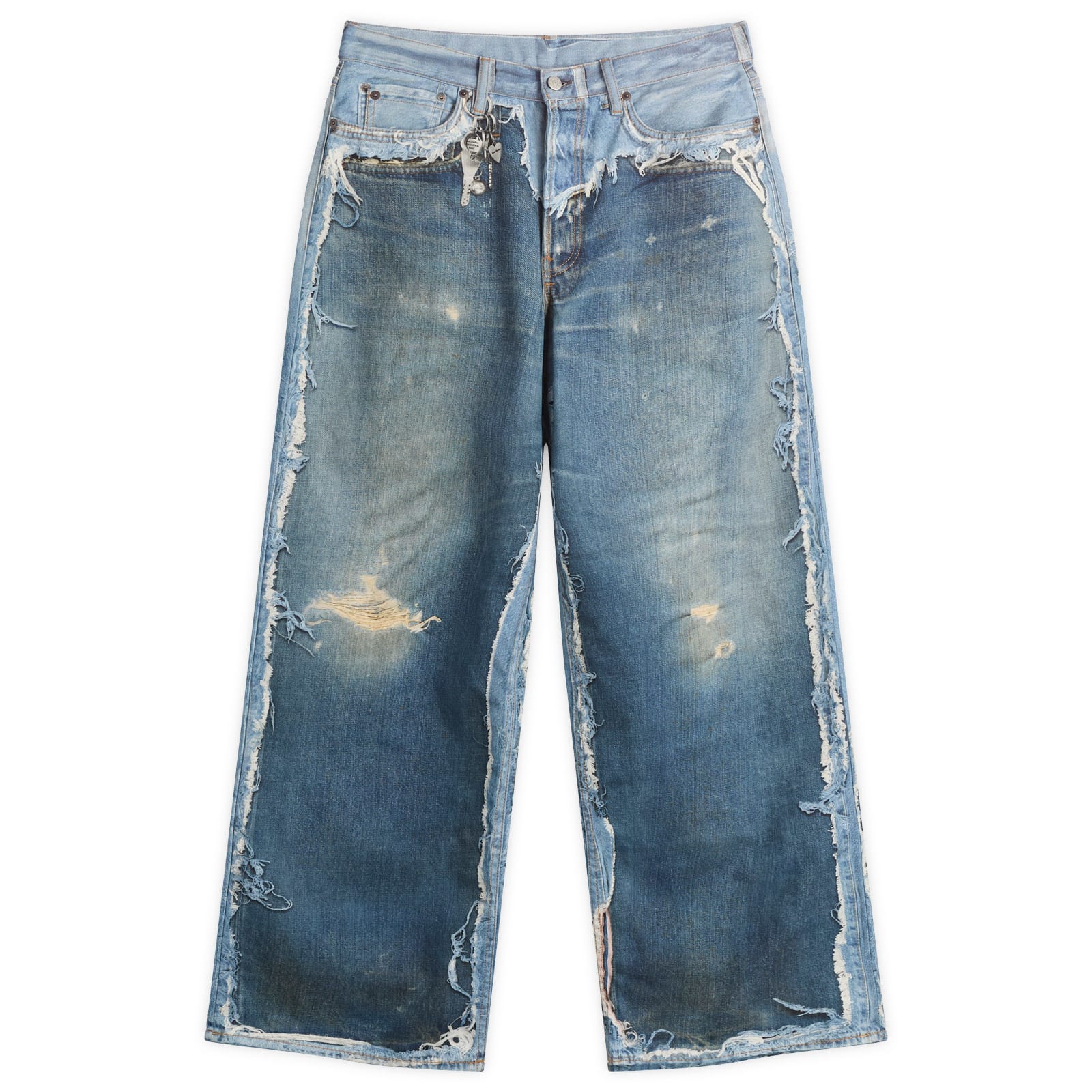 Acne Studios Men’s 1981 Trompe l’oeil Skeleton Print Jeans Mid Blue
