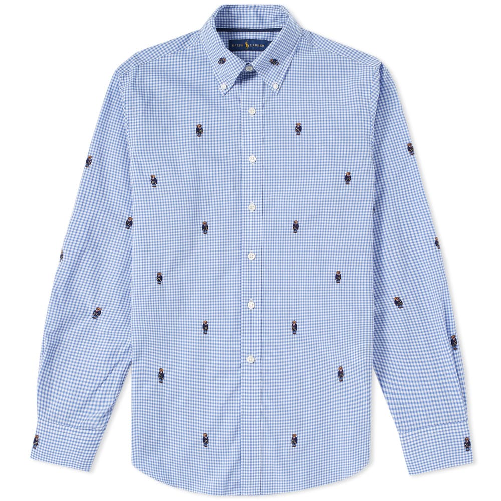 POLO RALPH LAUREN POLO RALPH LAUREN BEAR JACQUARD GINGHAM POPLIN SHIRT,7107077940014