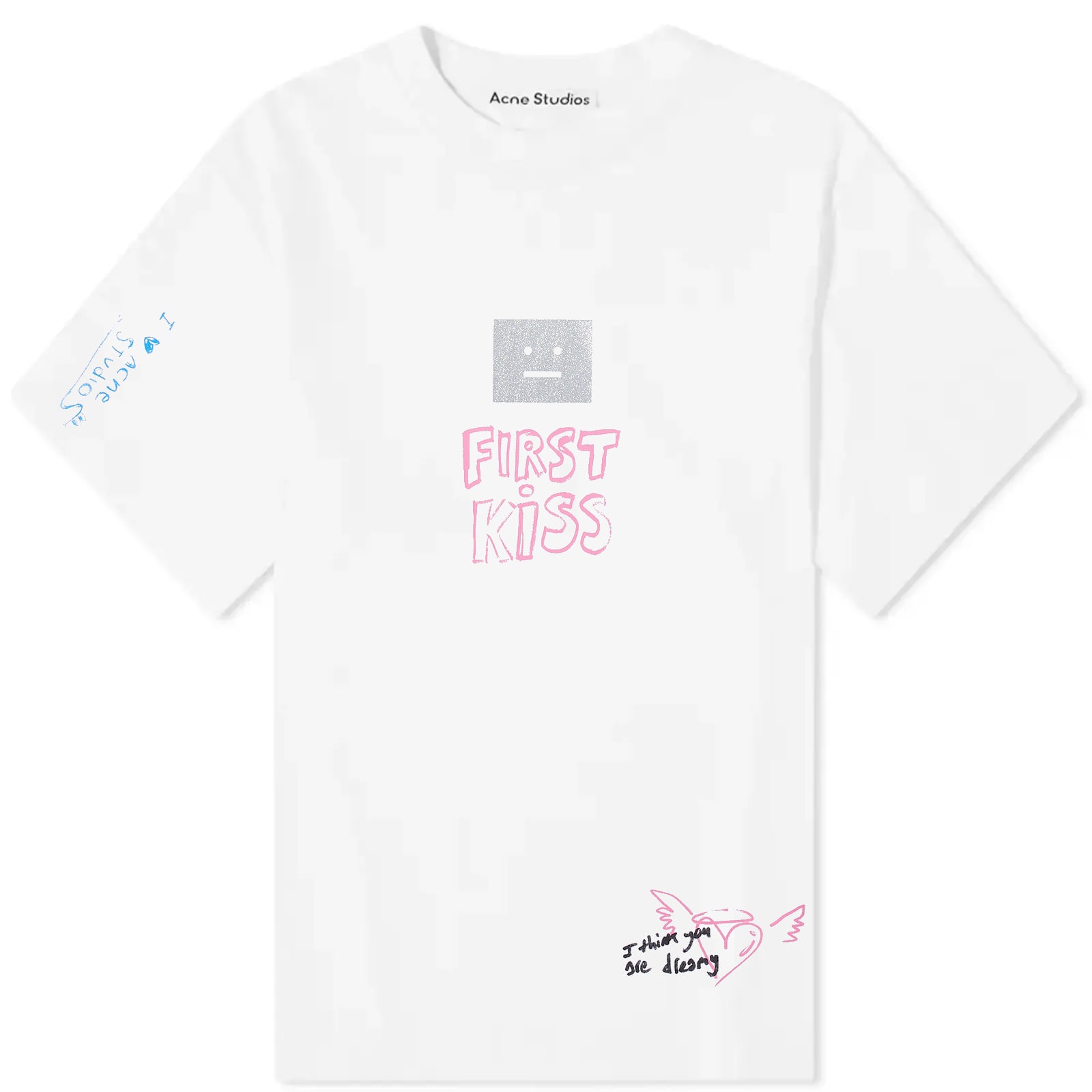 Acne Studios Exford Scribble Face T-Shirt Optic White | END