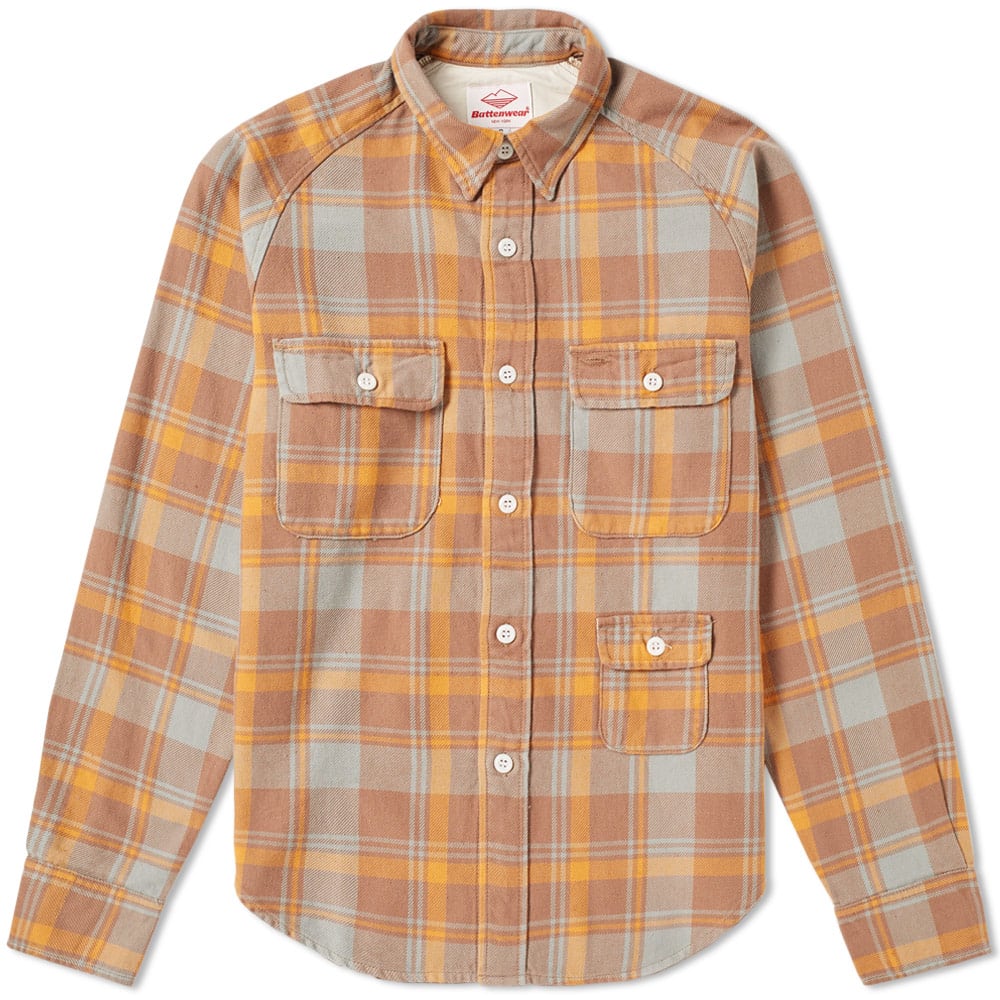 Battenwear Camp Shirt Butterscotch & Blue Plaid | END.