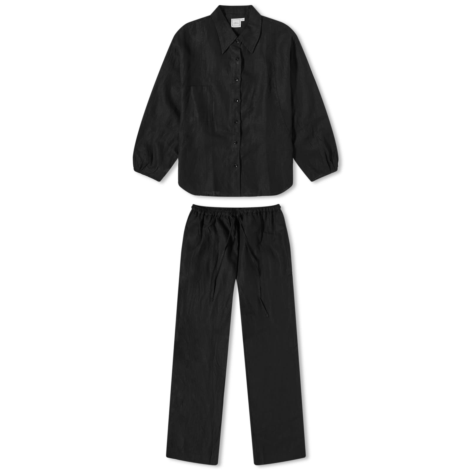 Deiji Studios Open Linen Short Set in Black main image 1