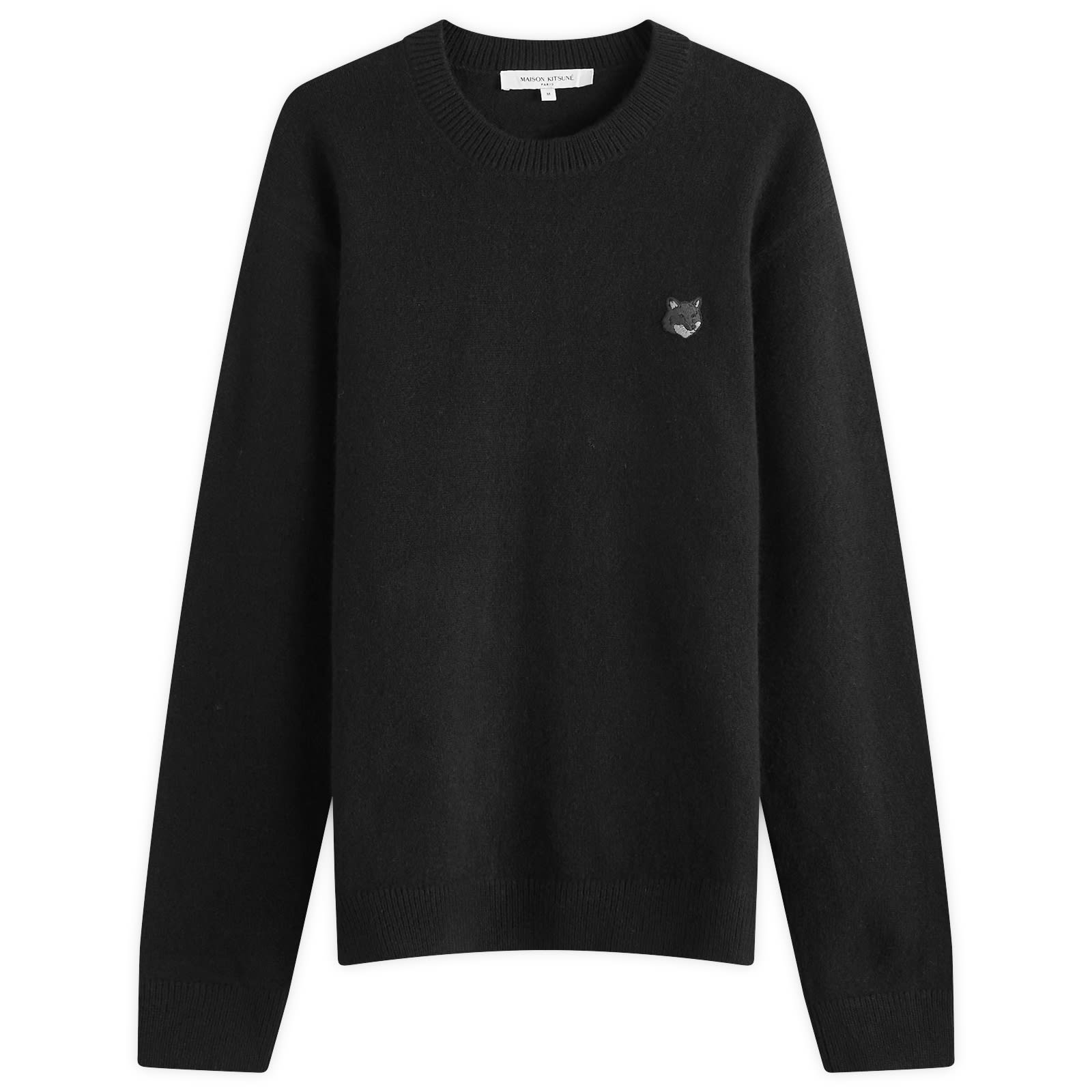 Maison Kitsune Bold Fox Head Patch Regular Lambswool Crew Ju Black