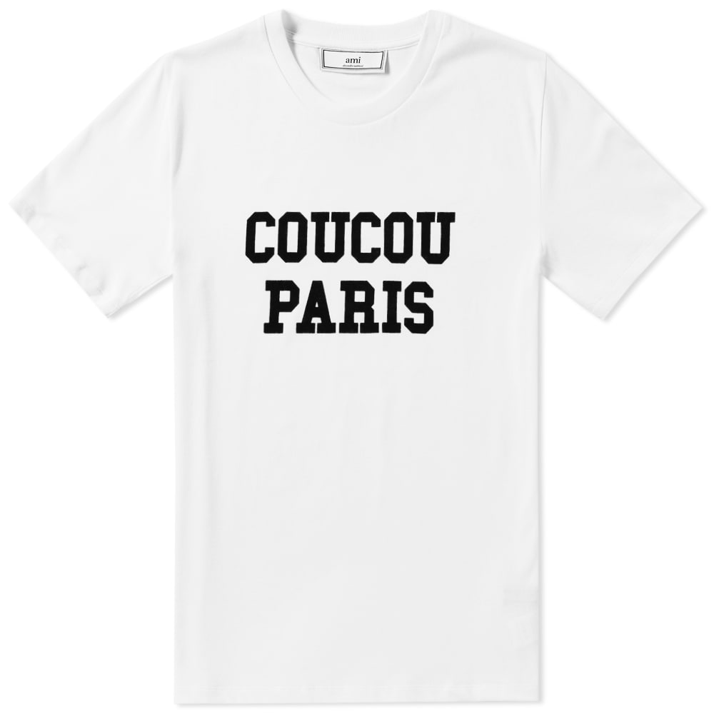 Casually cool French label AMI have often employed quirky graphics and motifs to their essential styles, adding a level of humour into their sophisticated styling. The Coucou Tee - French for 'Hello' - see the word printed to the chest of a simple cotton jersey tee, a playful take on an essential piece.

100% Cotton
Ribbed Crew Neck
Graphic Print To Chest
Made In Europe