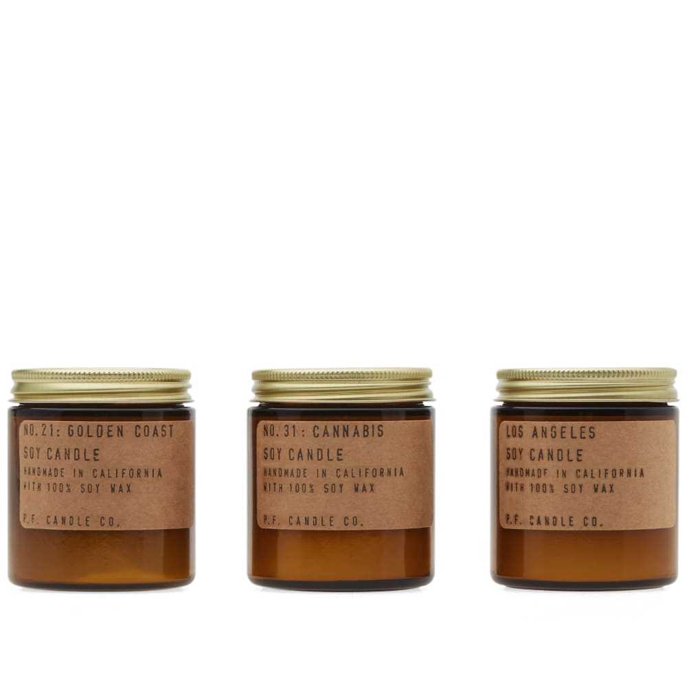 A trio of candles to bring a taste of Cali sunshine to your home, P.F. Candle Co. deliver this mini three pack, housing the scents that stay true to the label’s West Coast roots. Feel the breeze of the ocean air with Golden Coast and Los Angeles’ notes of sea salt, while the calming Cannabis fragrance celebrates the 2018 legalisation of the herb in the American state.

Natural Soy Wax
Phthalate-Free Fragrance Oil
20-25 Hours Burn Time Each
3.5oz Golden Coast Candle
3.5oz Cannabis Candle
3.5oz Los Angeles Candle
Handmade in California