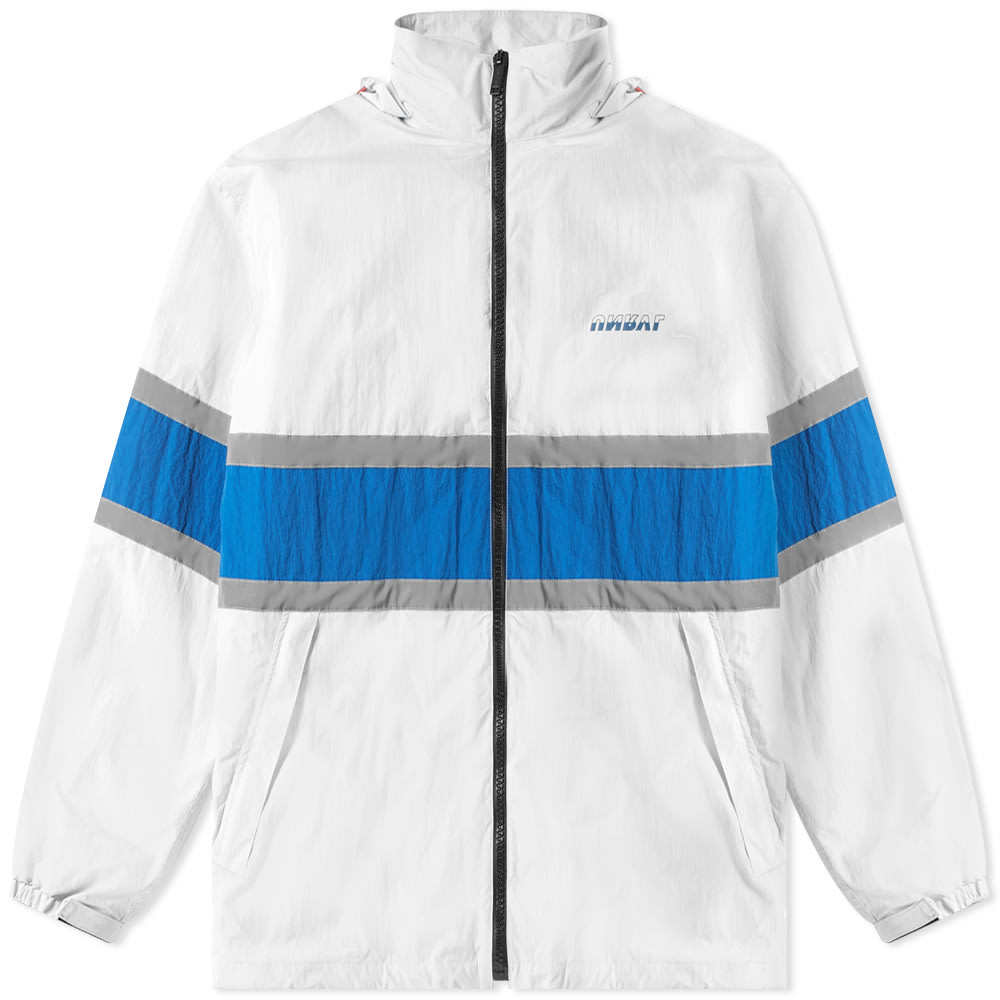 Resurrecting ‘90s vibes for the season ahead, Unravel Project amp up their street style credentials and deliver this retro windbreaker. Stamped with an inverted logo graphic at the chest, the hooded jacket is taped with horizontal reflective trims, beneath which sit a handy pair of angled welt pockets. Honing in on a high-vis look, its flashy aesthetic comes complete with functional drawstring adjustments at the hood and hemline.

100% Nylon
Stand Collar
Zip Closure 
Printed Branding 
3M Detailing
2 Angled Welt Pockets
Drawstring Hood & Hem 
Elongated Drawstrings
Elasticated Velcro Cuffs