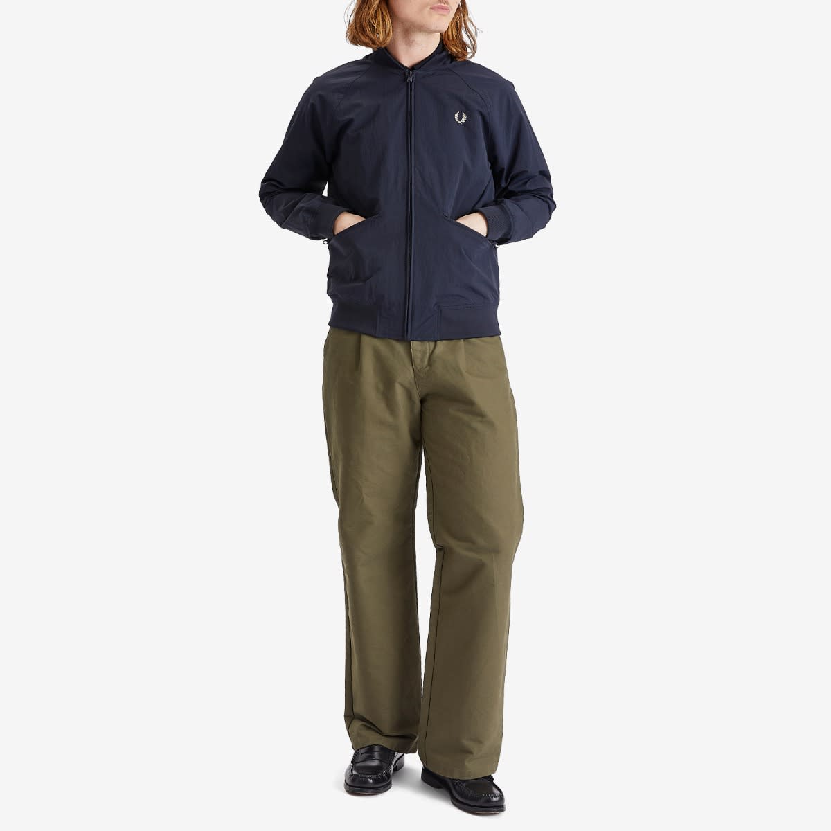 Fred Perry Men's Textured Tennis Bomber Jacket Navy - Curated Menswear Fred Perry Men's Textured Tennis Bomber Jacket Navy - Curated Menswear