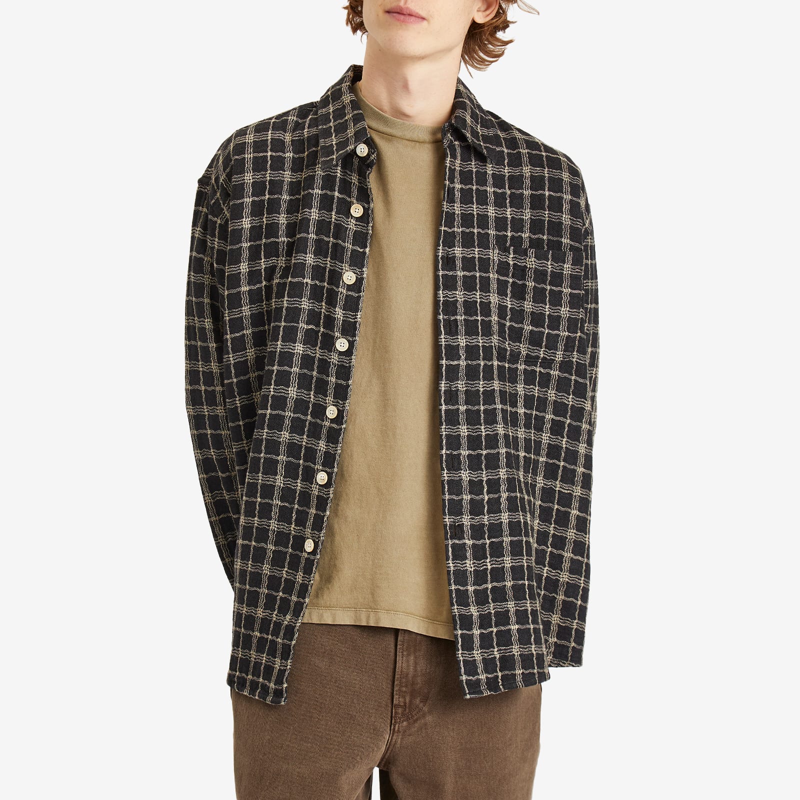 Our Legacy Men's Above Shirt Black Fishnet Cloth - Curated Menswear