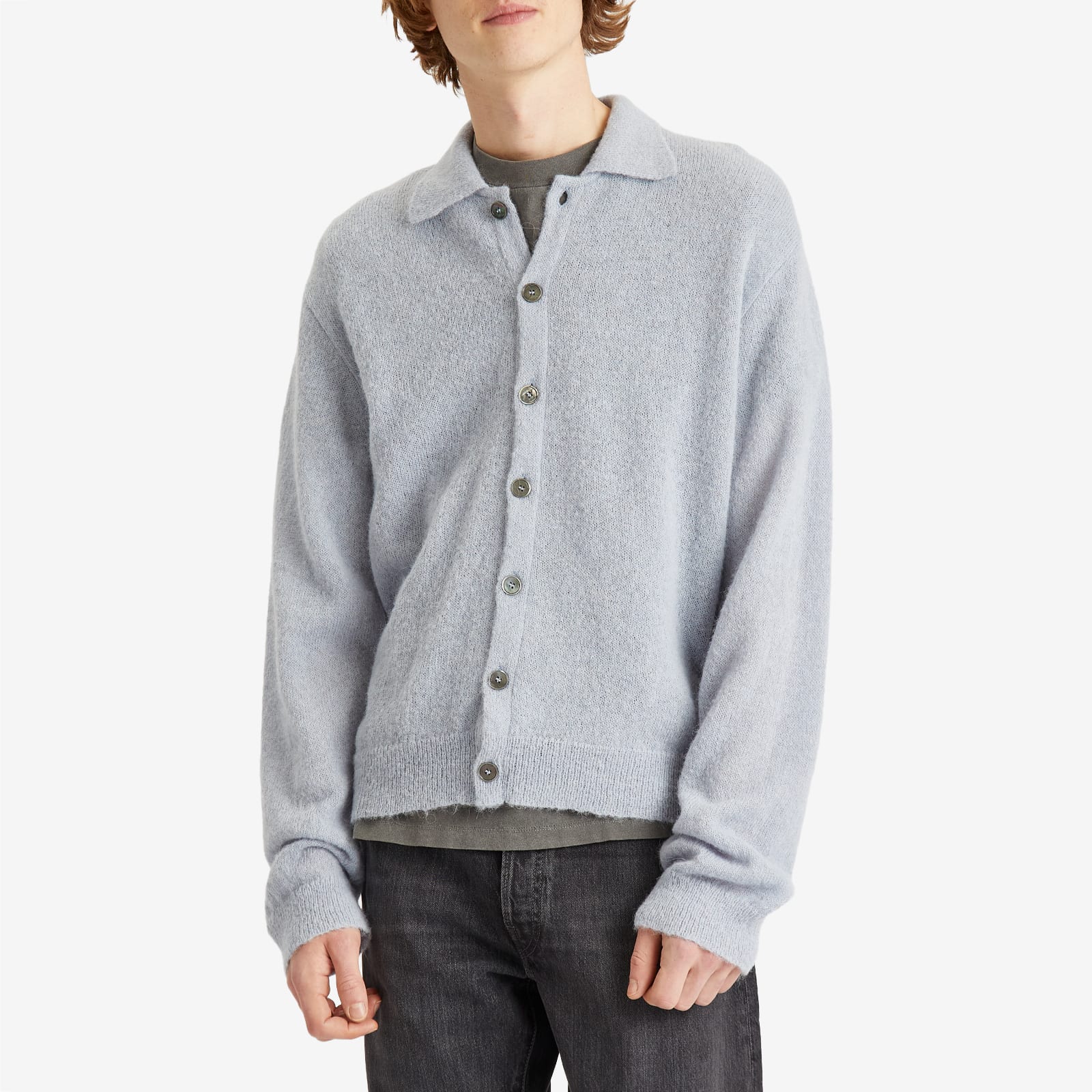 Our Legacy Men's Evening Polo Livid Blue Fuzzy Alpaca - Curated