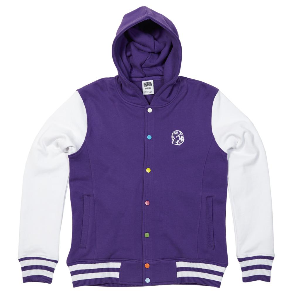 Boys Hooded Varsity Jacket Purple / White