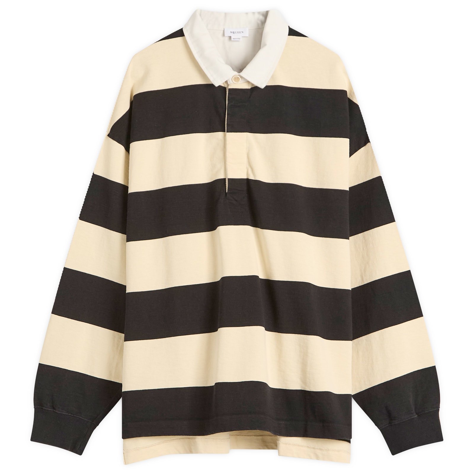 Alexander McQueen Men's Oversized Striped Rugby Shirt Black