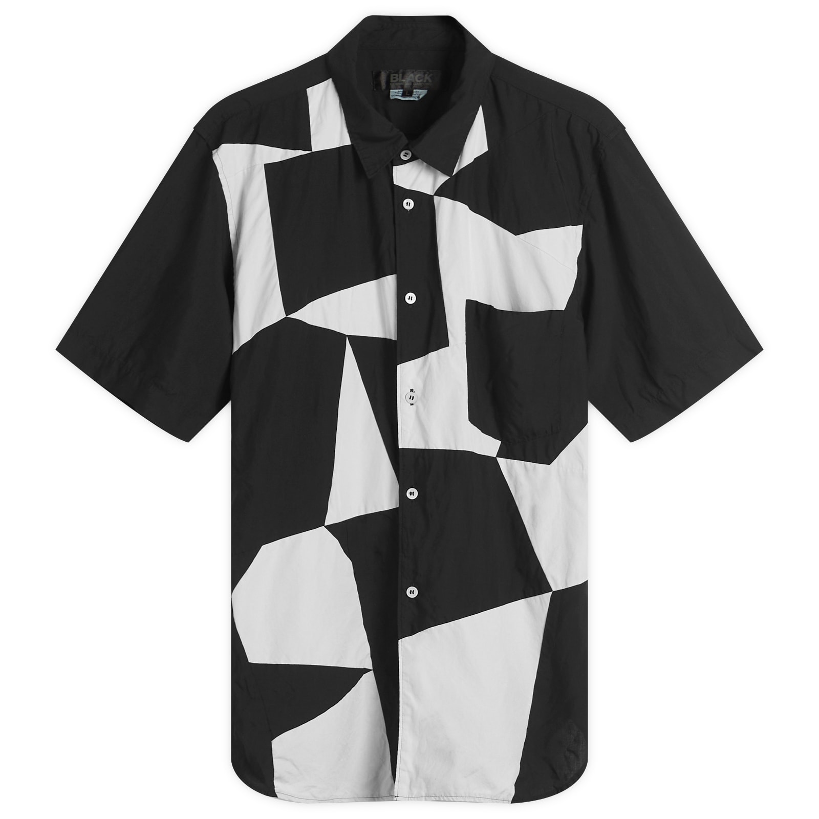 Comme des Garçons Men's Patchwork Short Sleeve Shirt in Black, Size Small