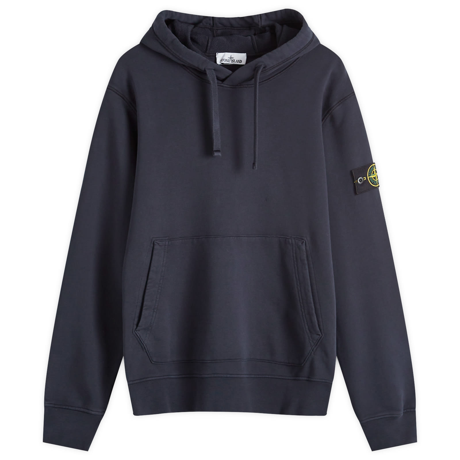 Stone Island Cotton Fleece Garment Dyed Hoodie Navy Blue