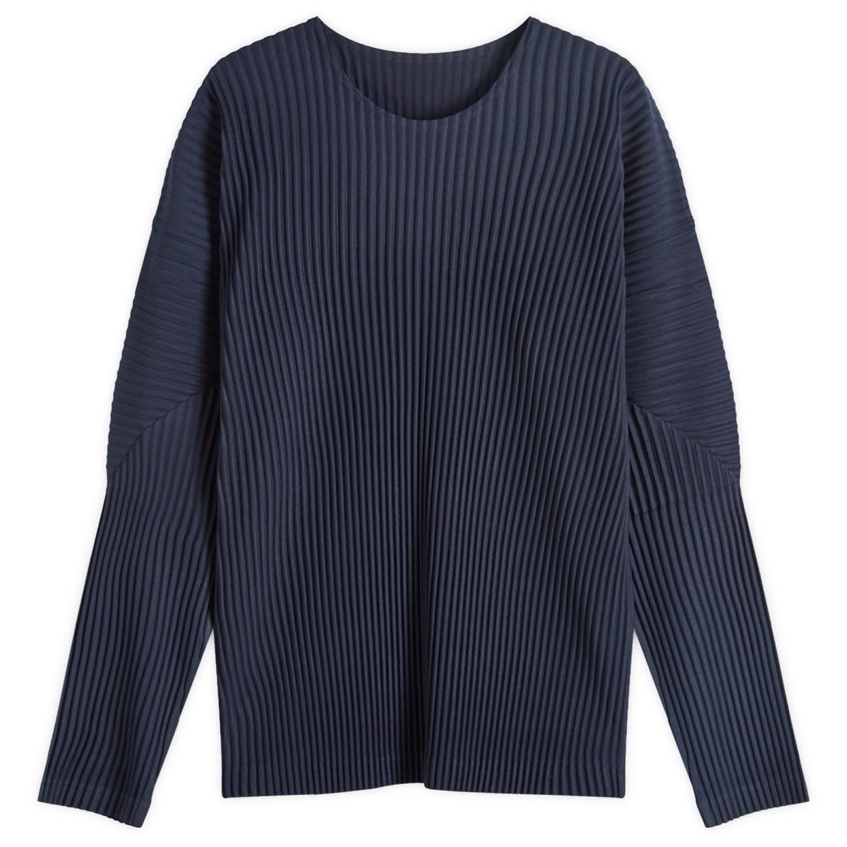 Homme Plissé Issey Miyake Men's Blue Pleated Long Sleeve T-Shirt Size 3