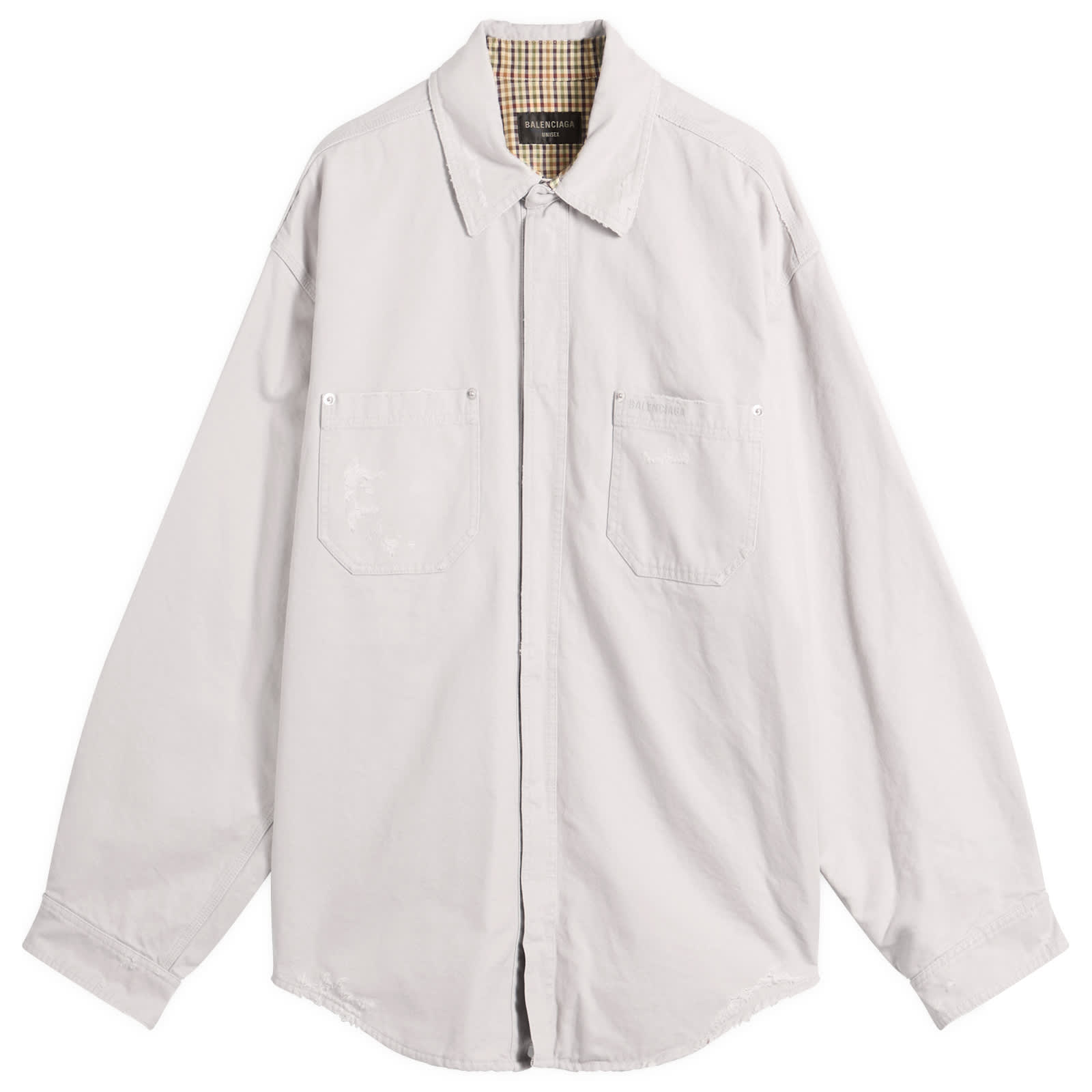 Tシャツ・カットソー BALENCIAGA FW25 WORKWEAR OVERSHIRT (839085 TRP15 1400) Balenciaga Heavy Cotton Workwear Overshirt Light Grey | END