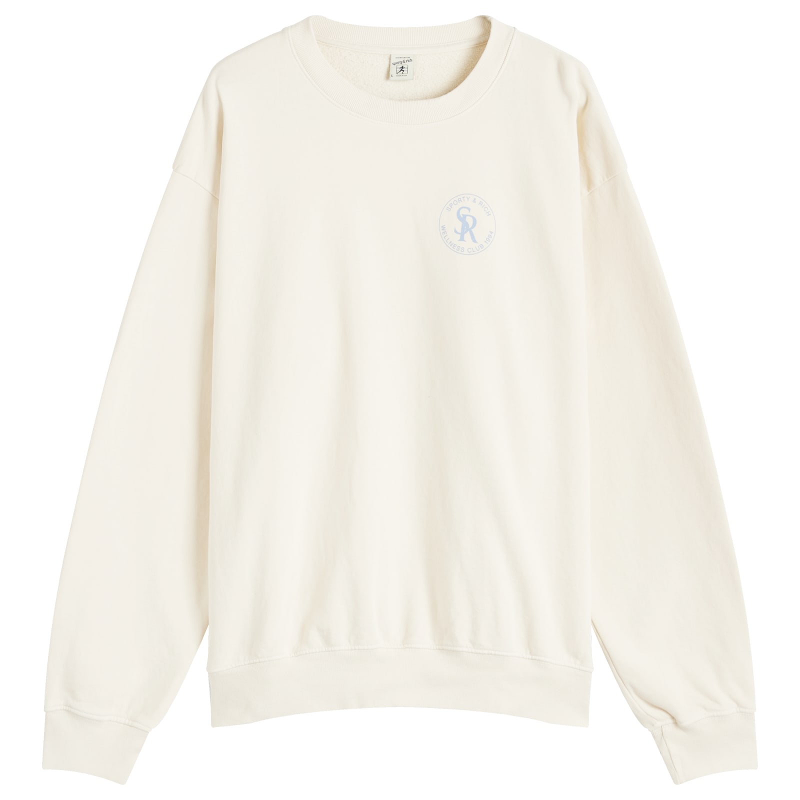 Sporty & Rich Team Logo Sweatshirt Cream/Navy - Curated Menswear