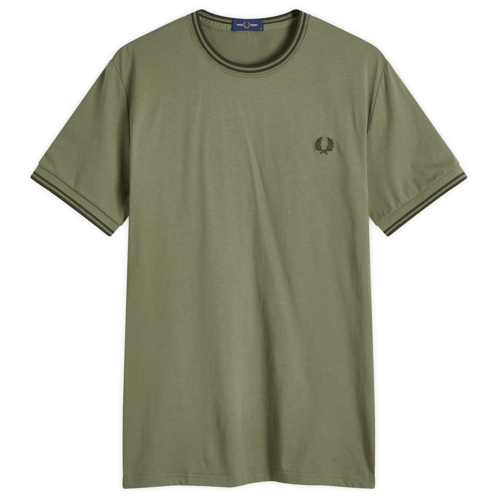 Fred Perry Twin Tipped TShirt Laurel Wreath Green & Night Green END