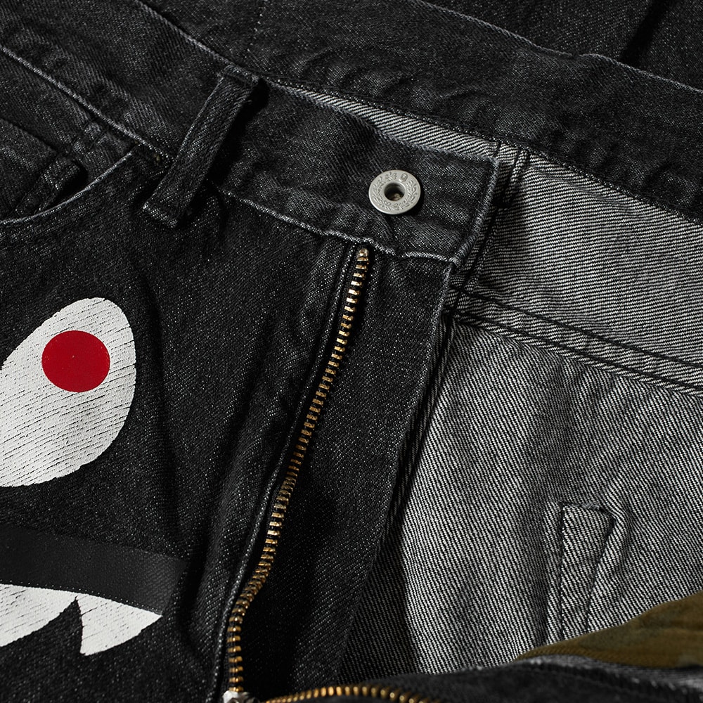 A Bathing Ape Shark Washed Wide Fit Denim Pant Black | END.