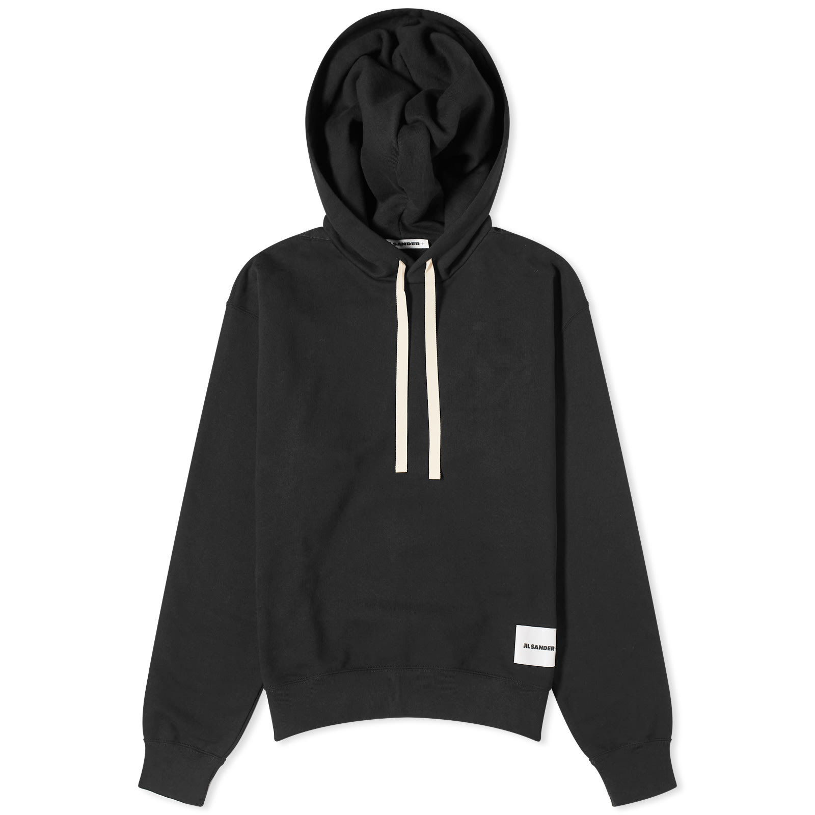 ☆JIL SANDER☆PLUS LOGO PATCH POPOVER HOODY Jil Sander Plus Logo Patch Popover Hoodie Black | END. (US)