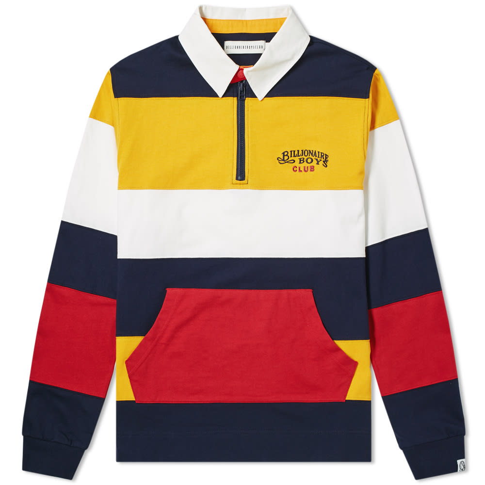 Taking on one of this season’s most adopted silhouettes, creative cofounders Pharrell Williams and Nigo present their very own rendition of the rugby shirt. Imagined under Billionaire Boys Club's streetwear umbrella, the striking design is amended with contemporary detailing; issued by the quarter zip closure, branded throat tab and kangaroo pouch pocket. Sure to pair seamlessly with a range of attire, this piece is completed with embroidered branding at its chest.

100% Cotton
Contrast Collar
Throat Tab
1/4 Zip Closure
Embroidered Branding
Kangaroo Pouch Pocket
Woven Brand Tab
Ribbed Cuffs